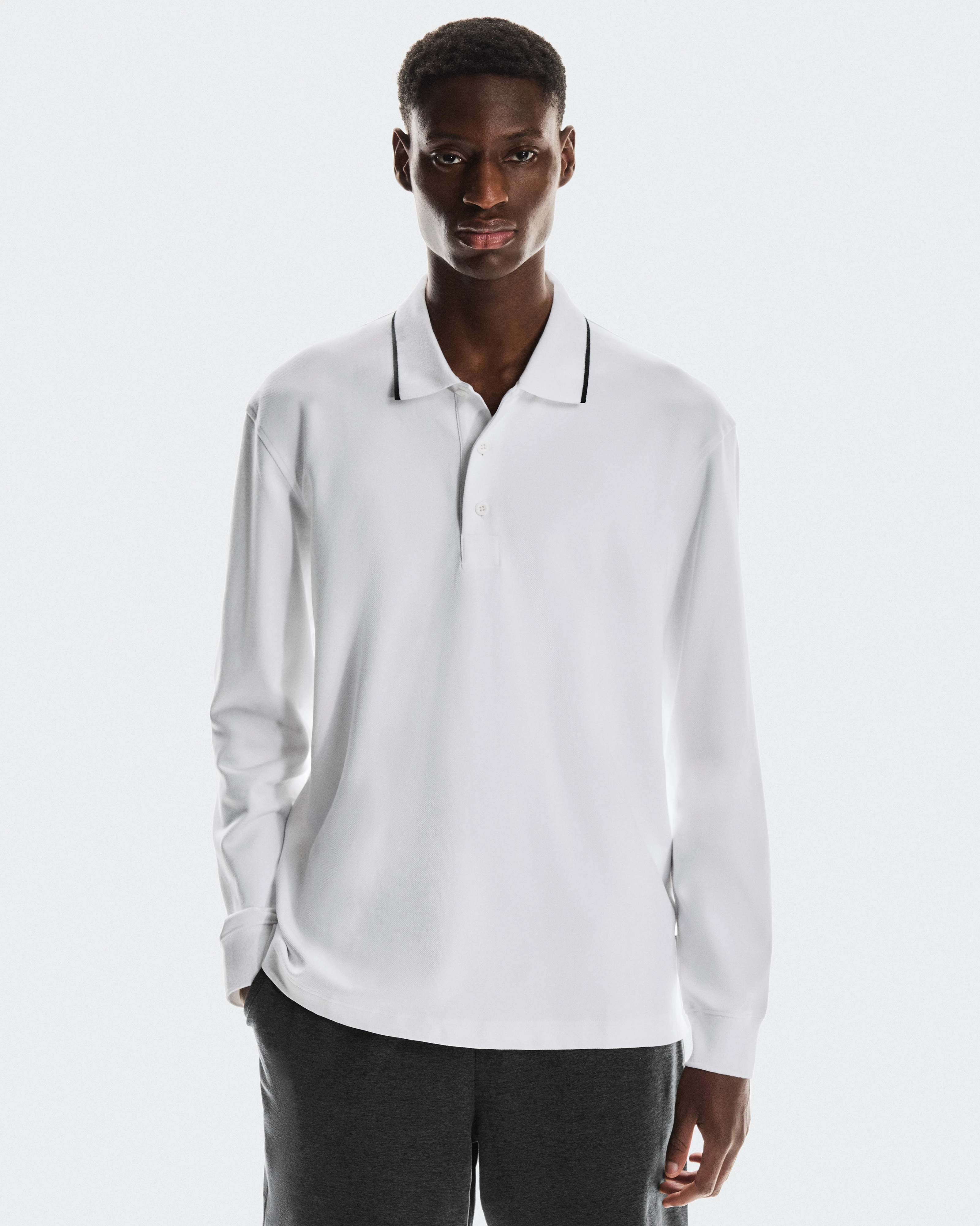 On Courtside Long-T Polo White Men Tops and t-shirts
