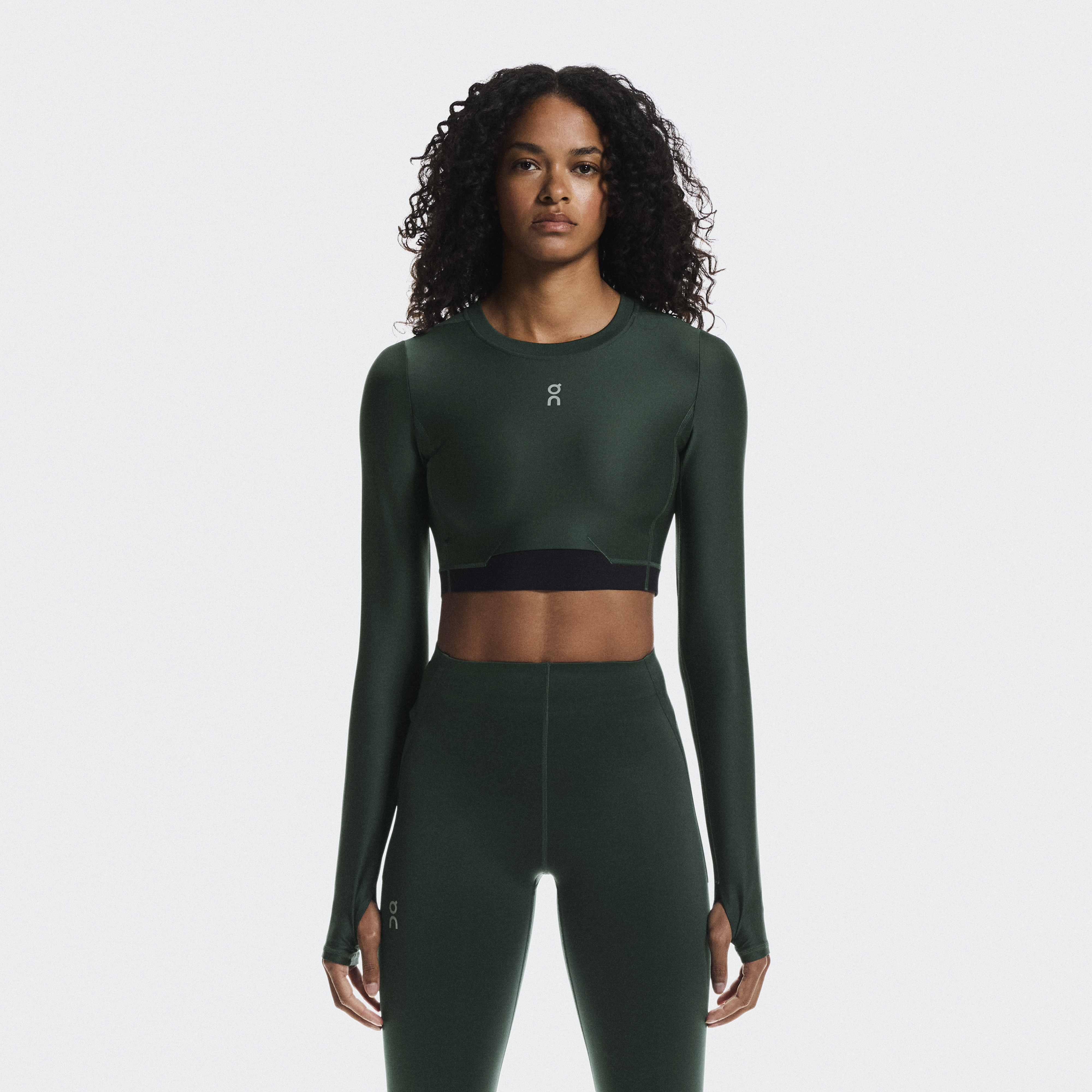 Train Long Sleeve Crop Long-Sleeve Shirt in Obsidian
