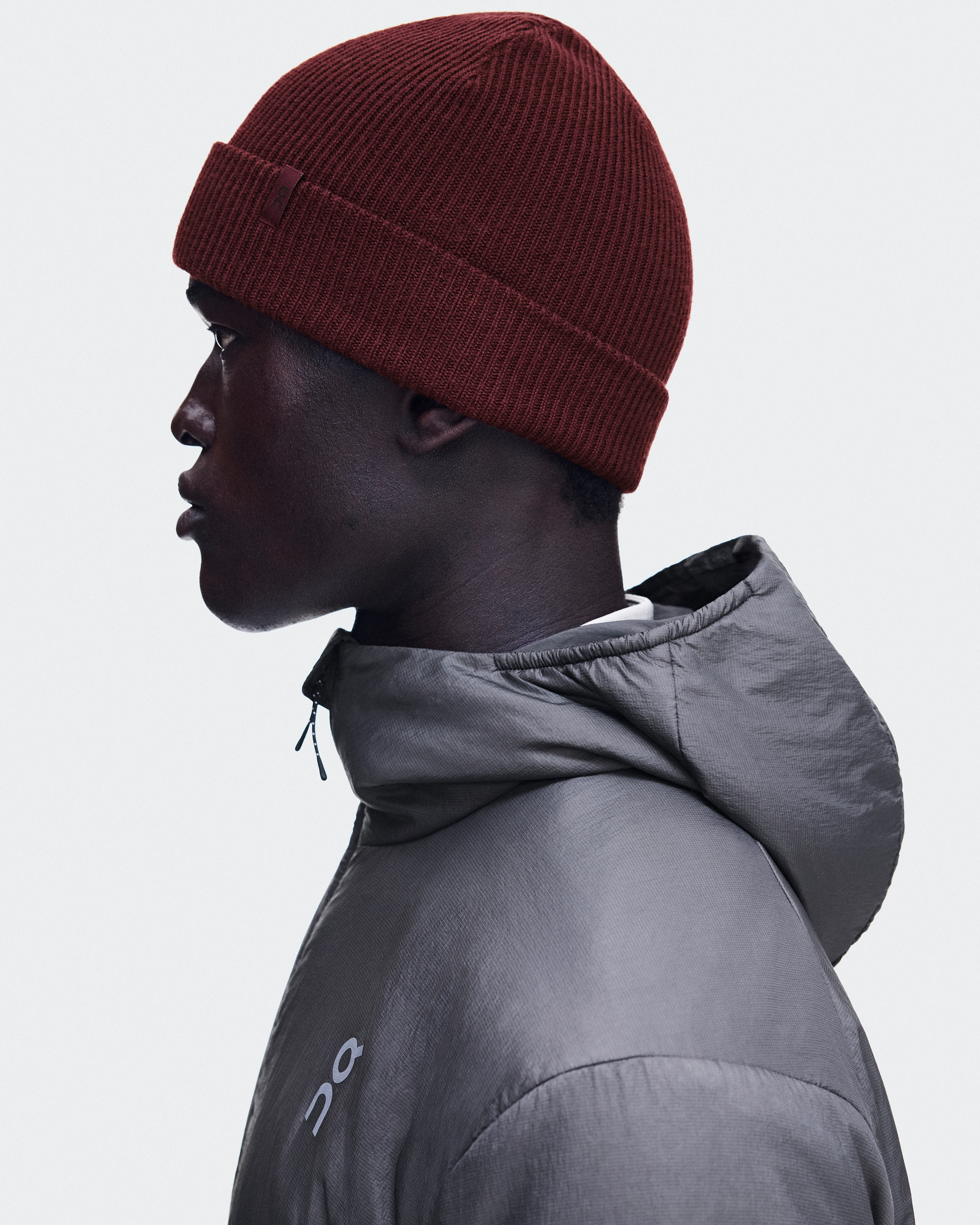 On Merino Beanie Maroon Unisex Headwear