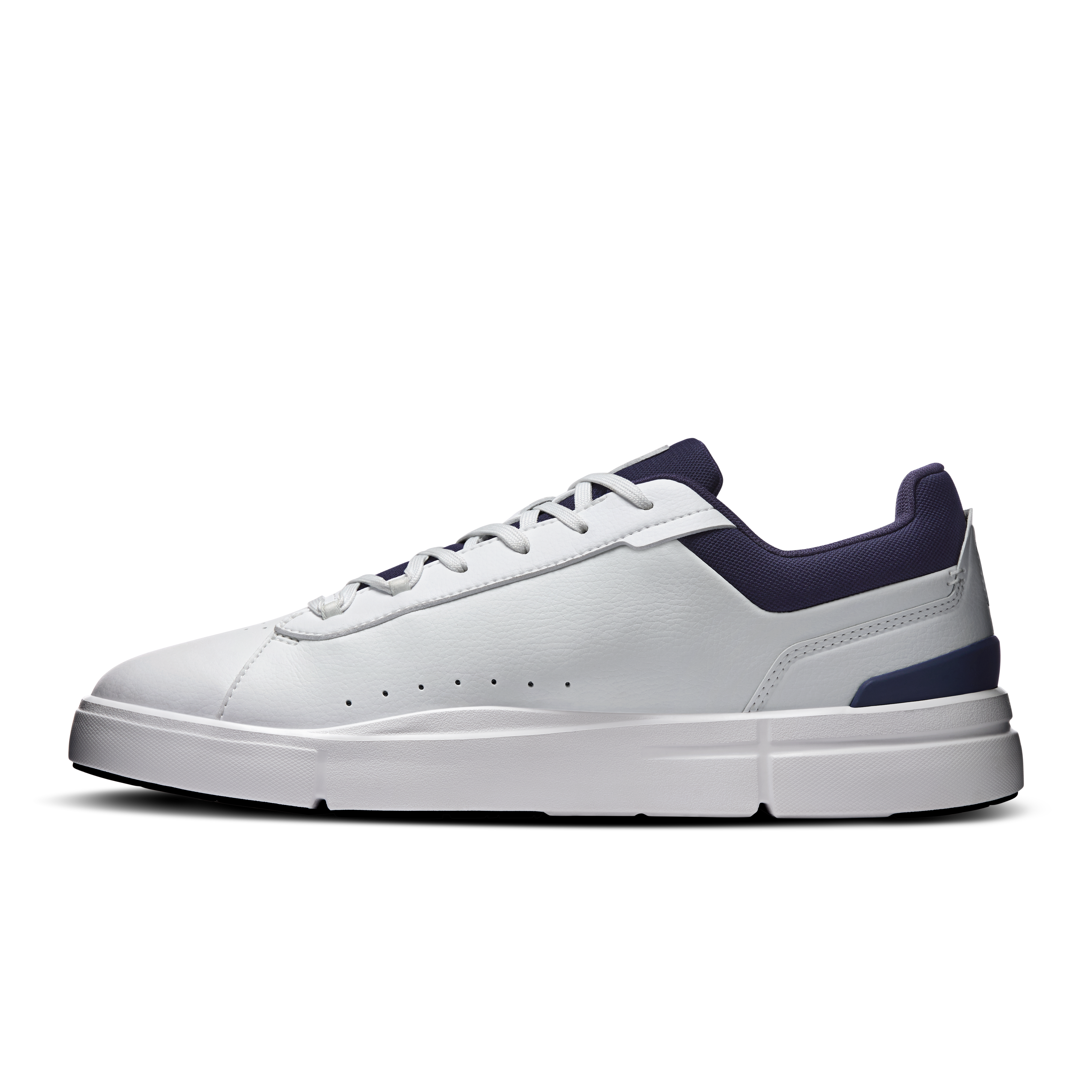 On THE ROGER Advantage White & Midnight Men Tennis Shoes