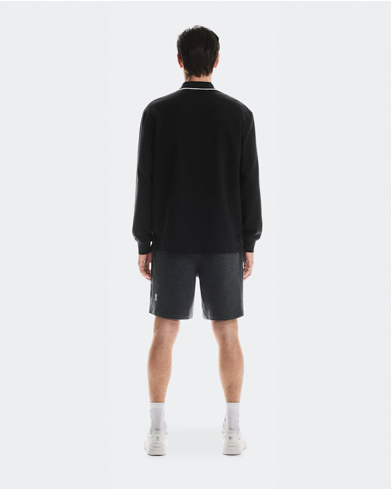 On Men's Courtside Long-T Polo Long-Sleeve Shirt in Black, Size: Small, Recycled Polyamide/Polyester