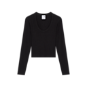 All-Day Ribbed Long-T Long-Sleeve Shirt in Black