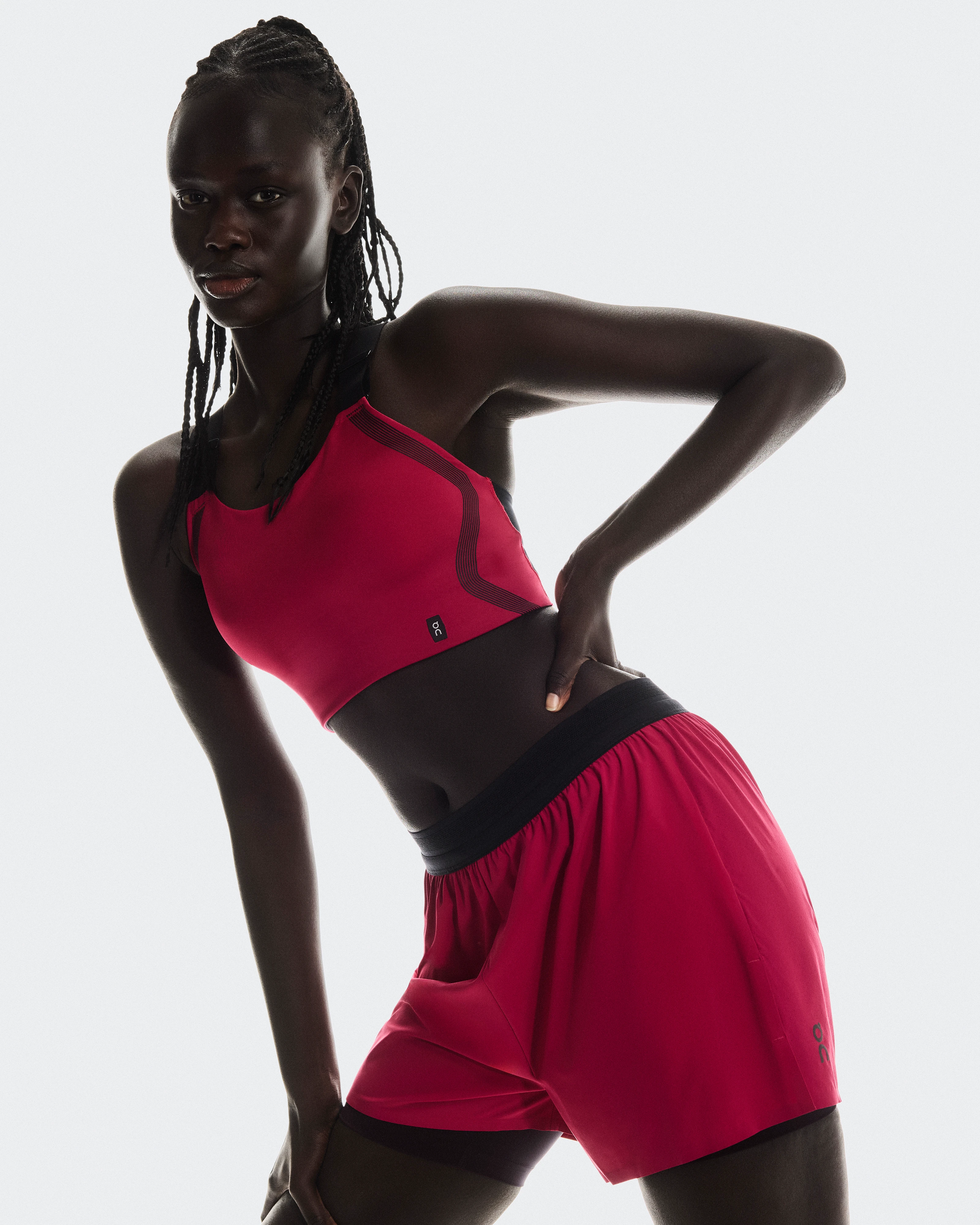 On 3" Performance 2/1 Shorts Grenadine & Black Women Shorts