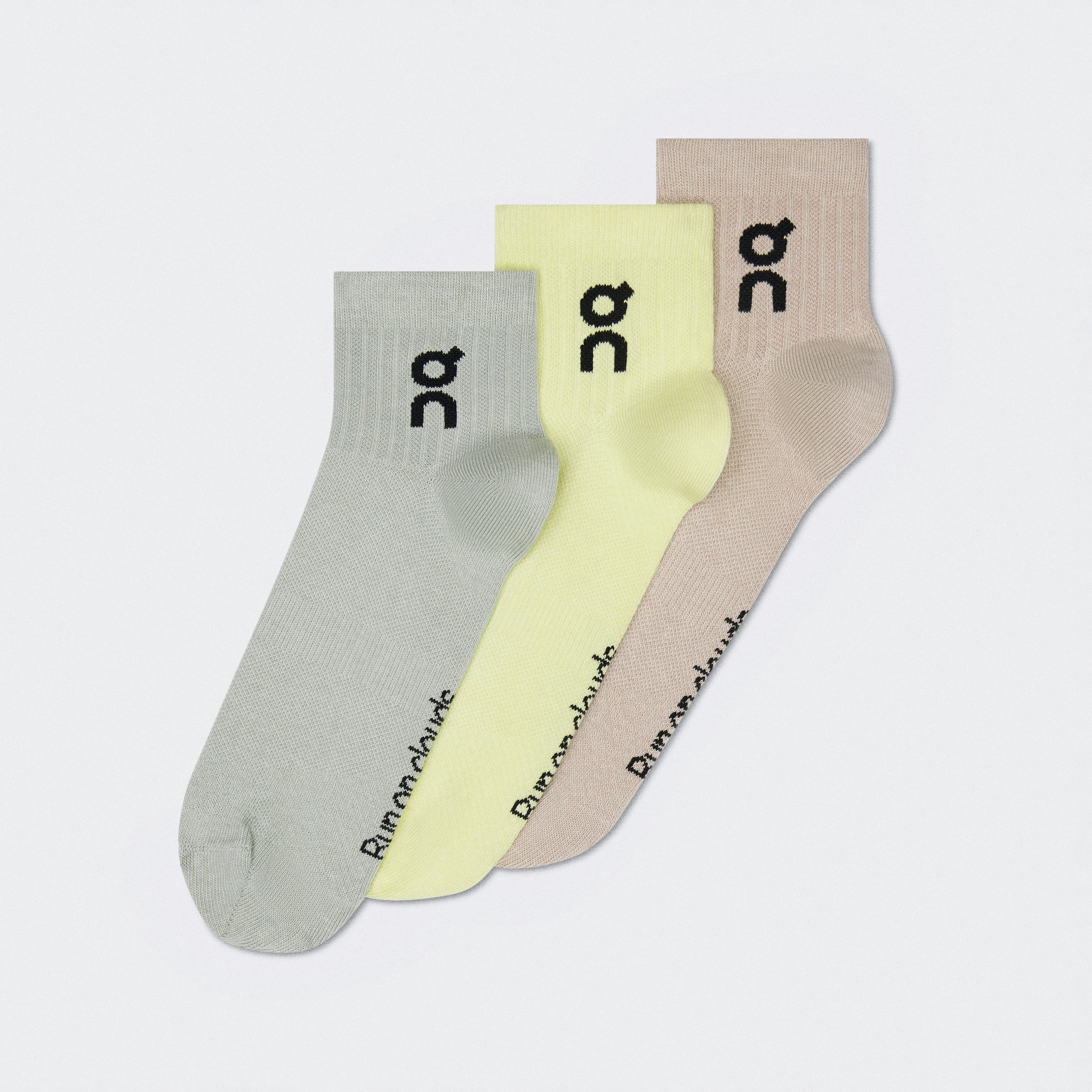 On Logo Sock Mid 3P Amarillo Gris Unisex Unisex – Uso diario, transpirables, versátiles Calcetines