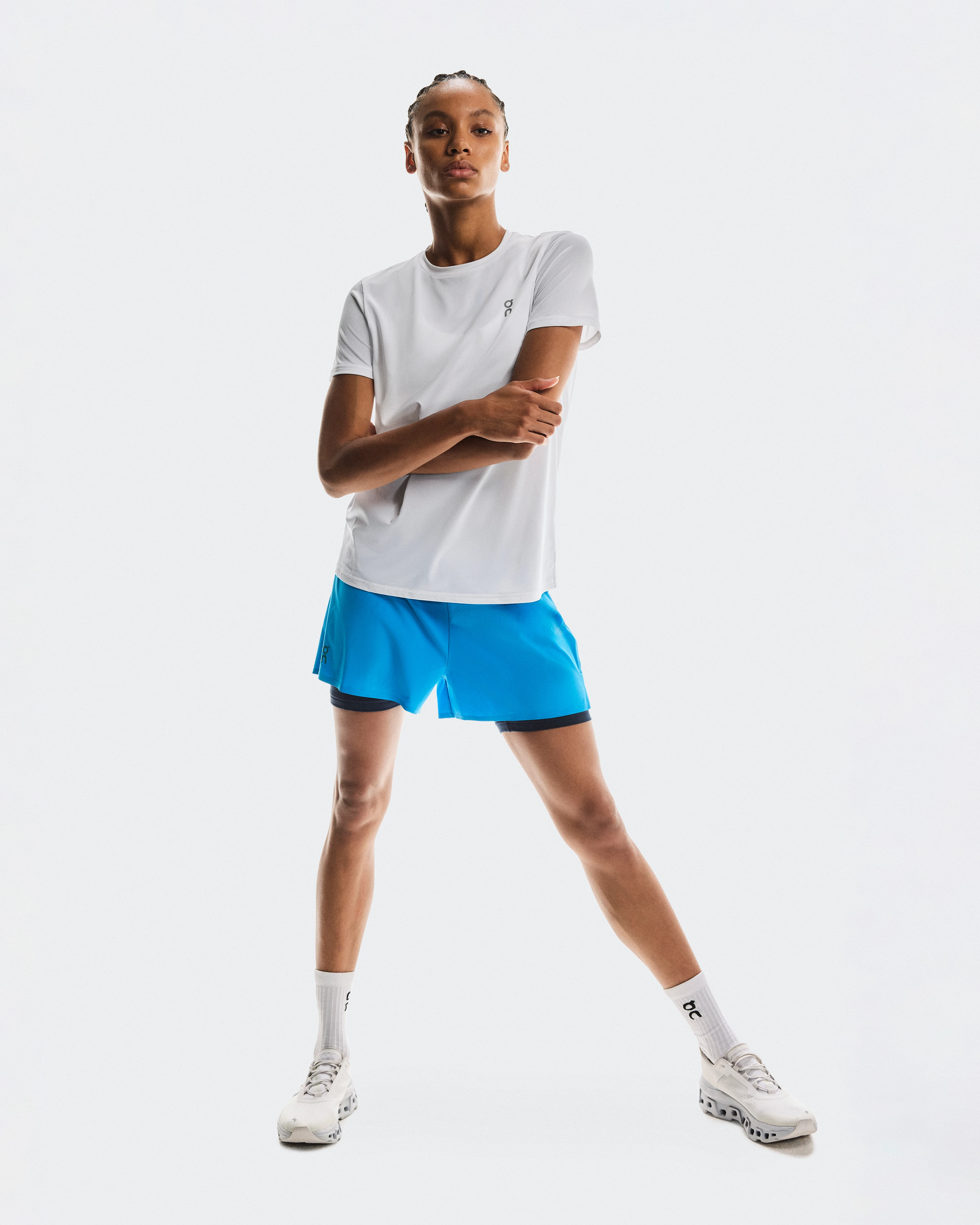 On 3" Performance 2/1 Shorts Malibu & Navy Women Shorts