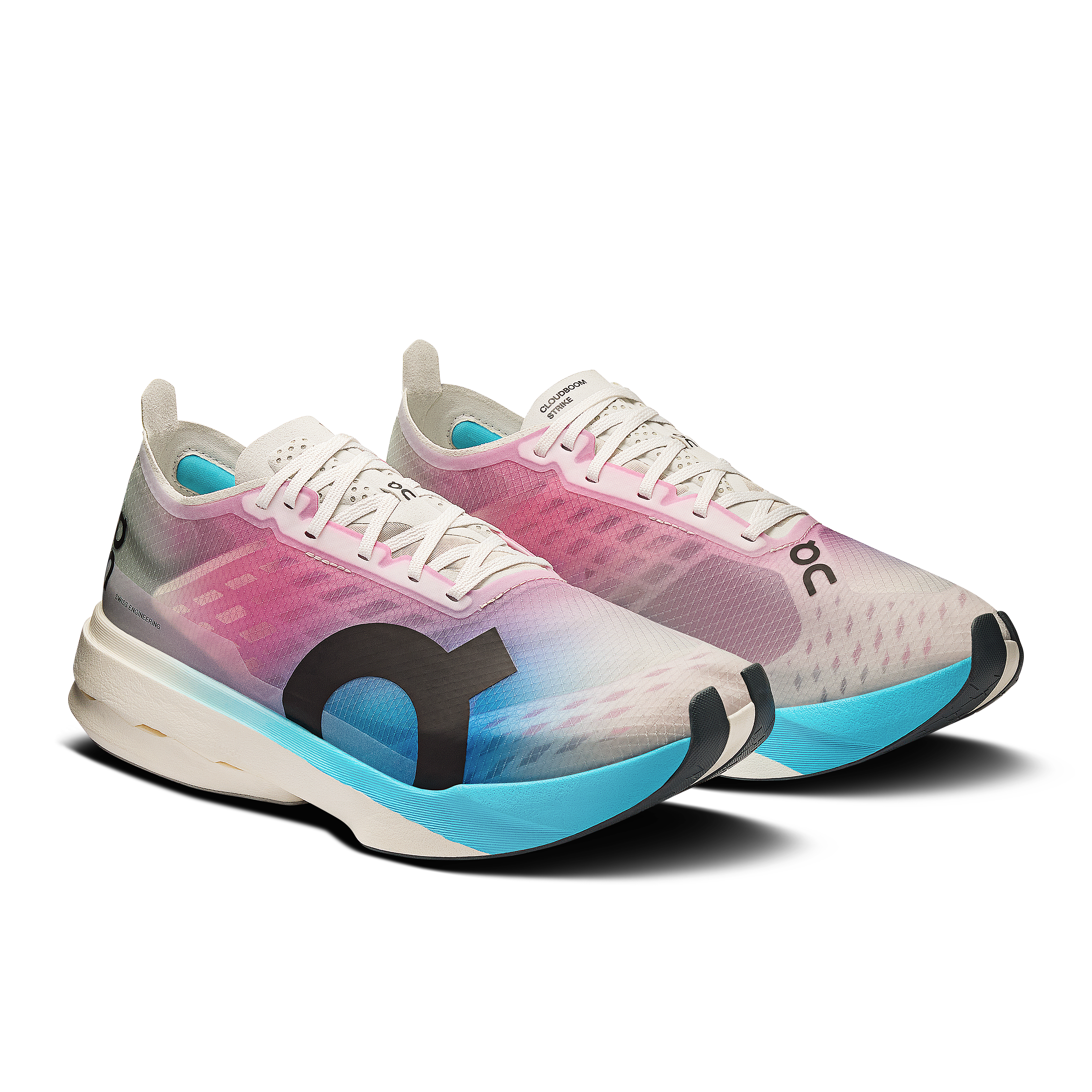 On Cloudboom Strike White & Horizon Damen Strassenlauf Schuhe