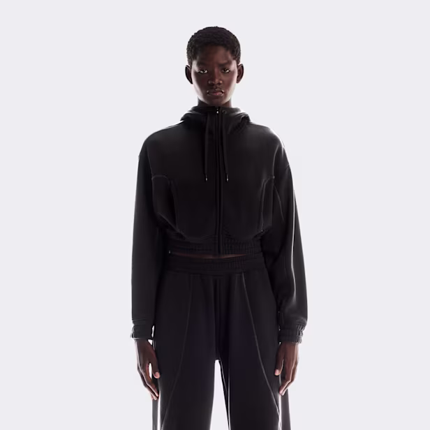 Club Cropped Hoodie FKA in Black