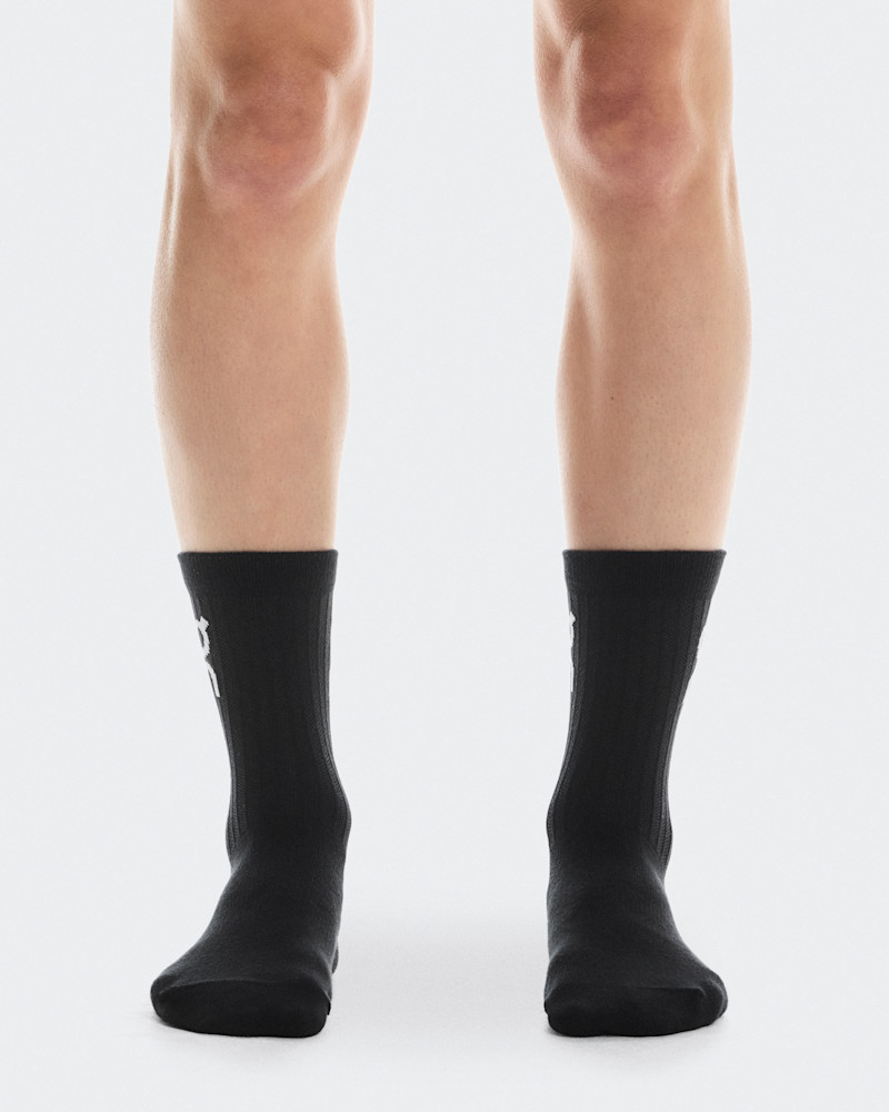 On Logo Sock High 3P in Black, Size: M 9.5 - 11.5, Polyamide