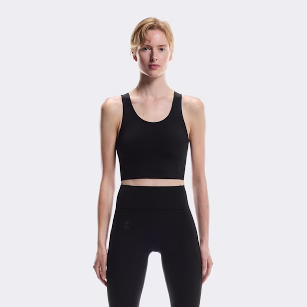 Studio Open Back Crop Shirt in Black