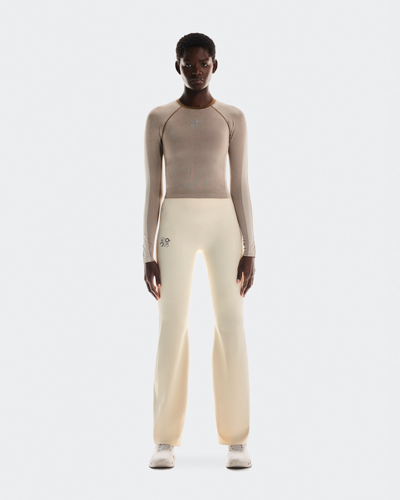 On Women's Soft Bootleg Pants LOEWE in Ivory, Size: XL, Polyester