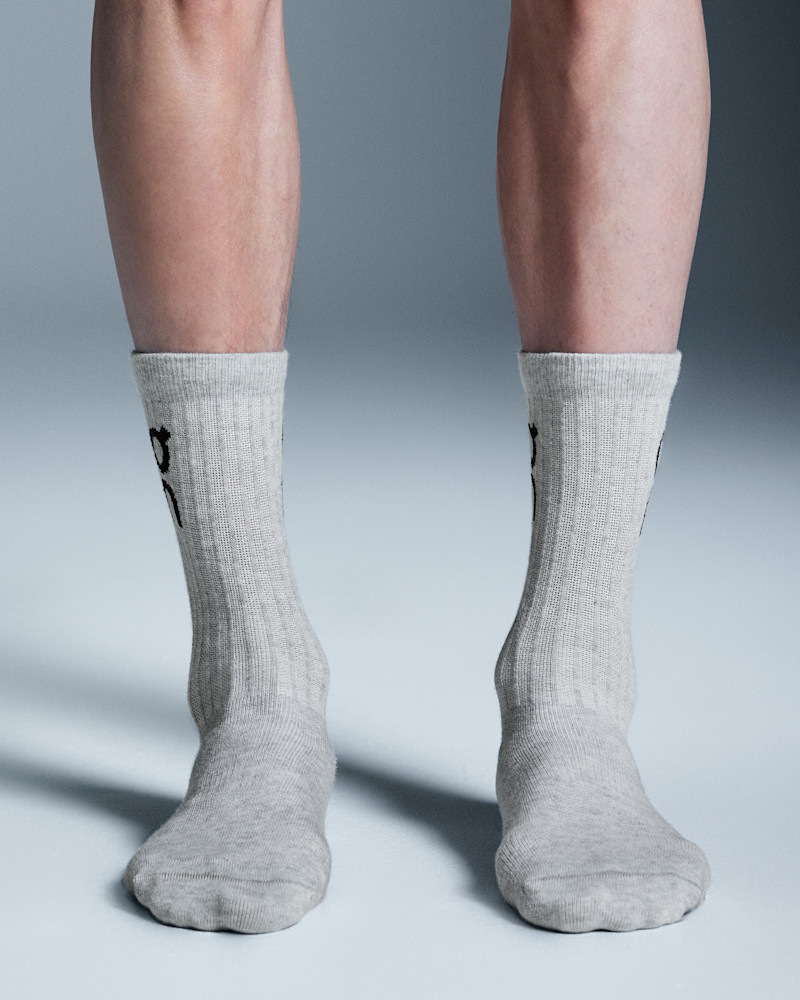 On Logo Sock High 3P in Heather Gray, Size: W 8 - 10.5, M 7 9, Polyamide