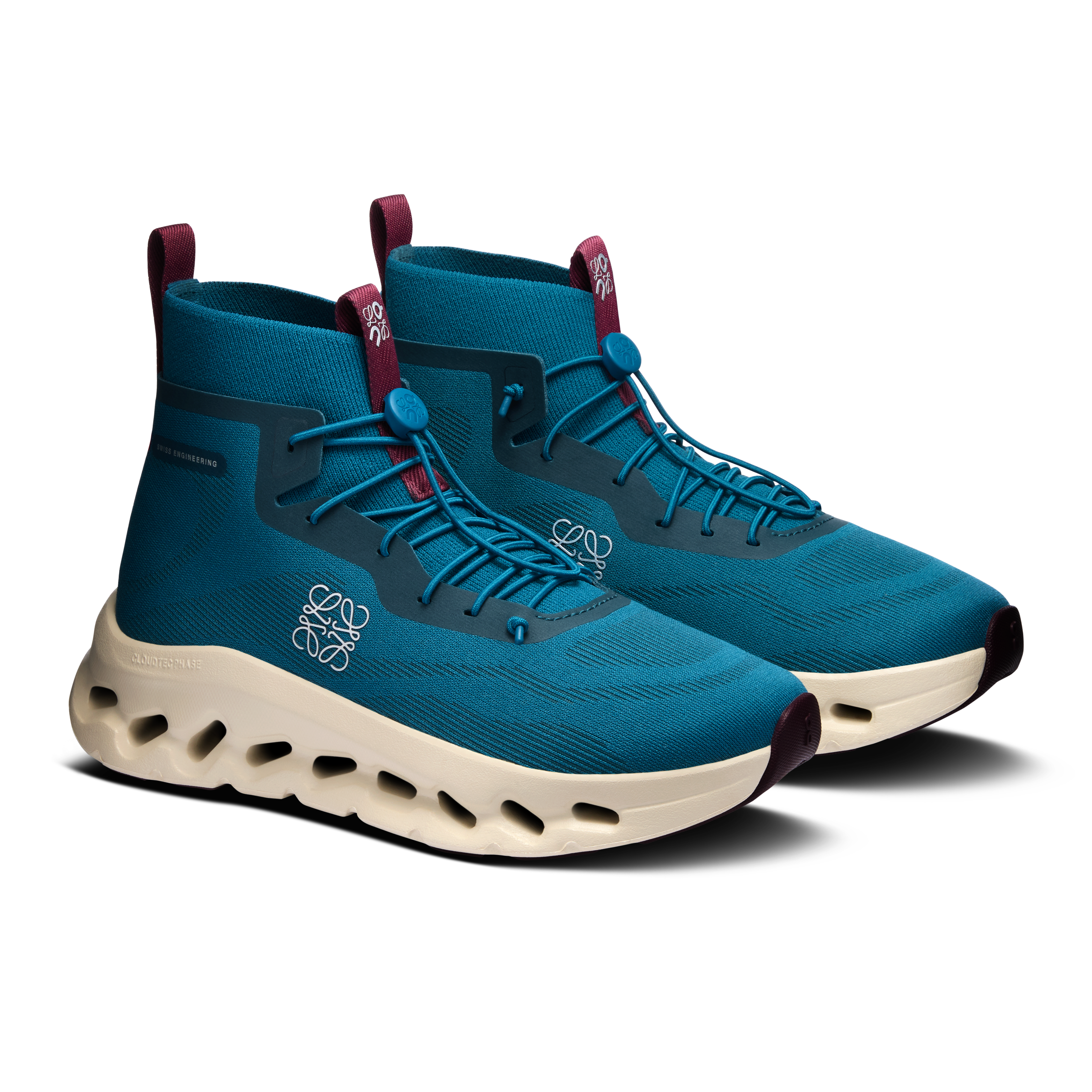 On Cloudtilt Hi LOEWE Teal & Oatmeal | Burgundy Women Active life Shoes