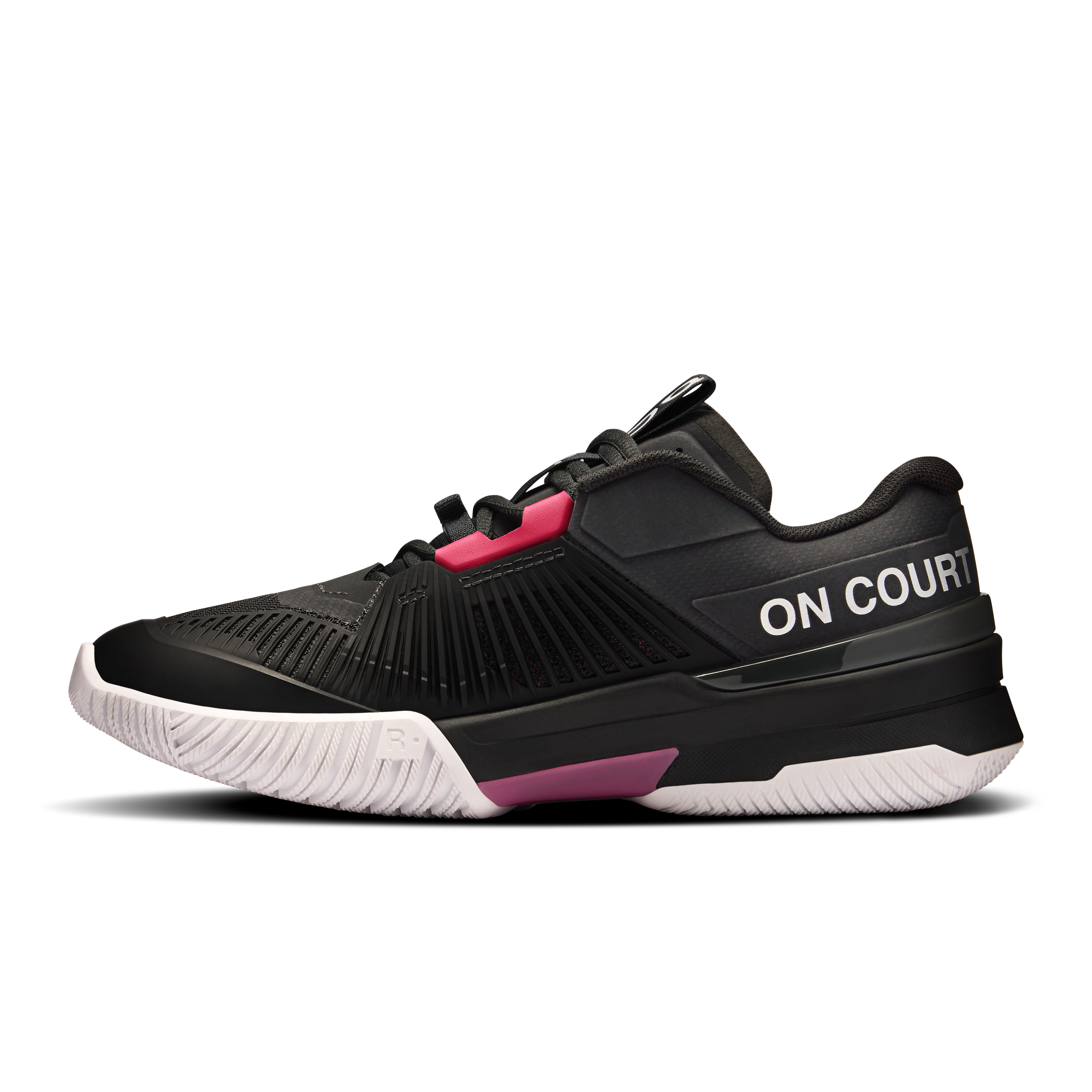 On THE ROGER Pro Fire Black & Pink Women Tennis Shoes