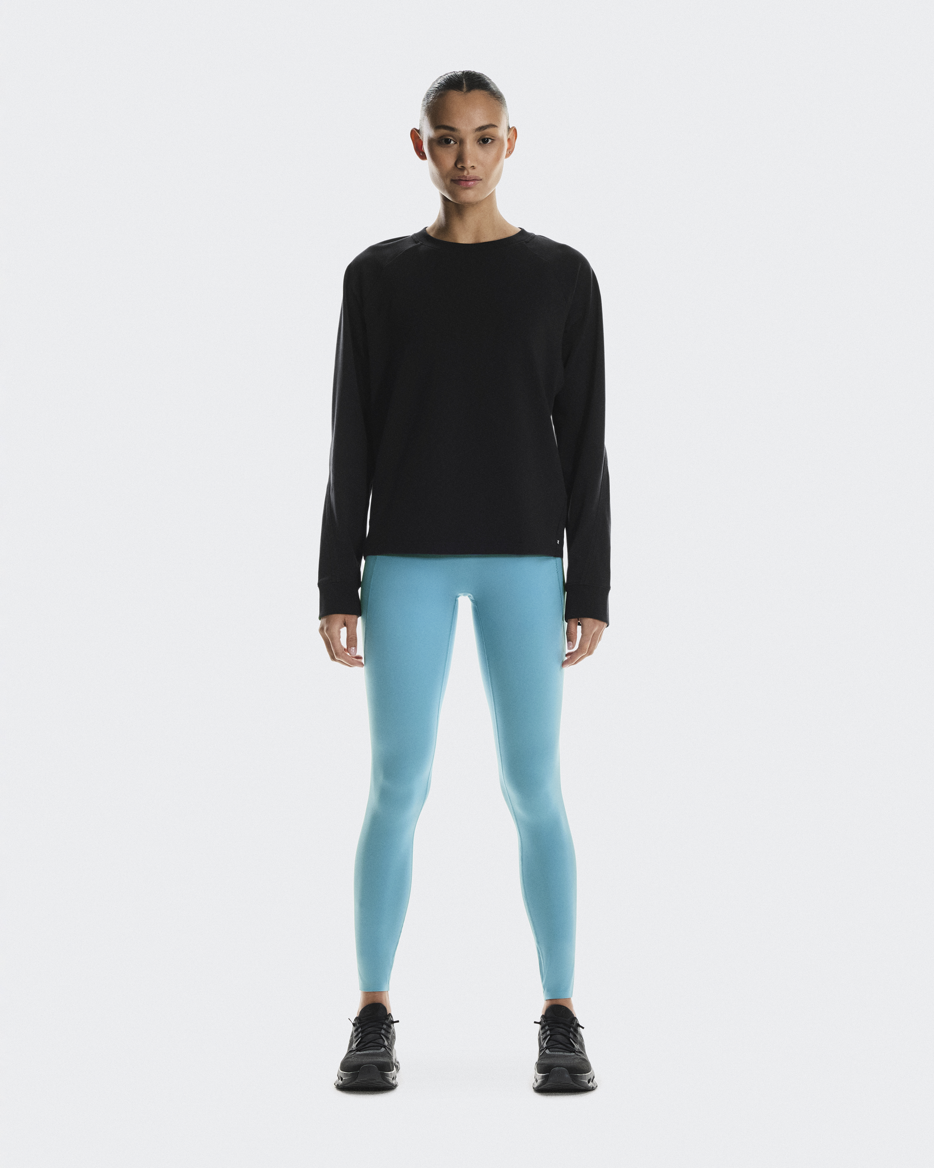 On Women's Studio Crew Sweater in Black, Size: Medium, Polyester/Mesh
