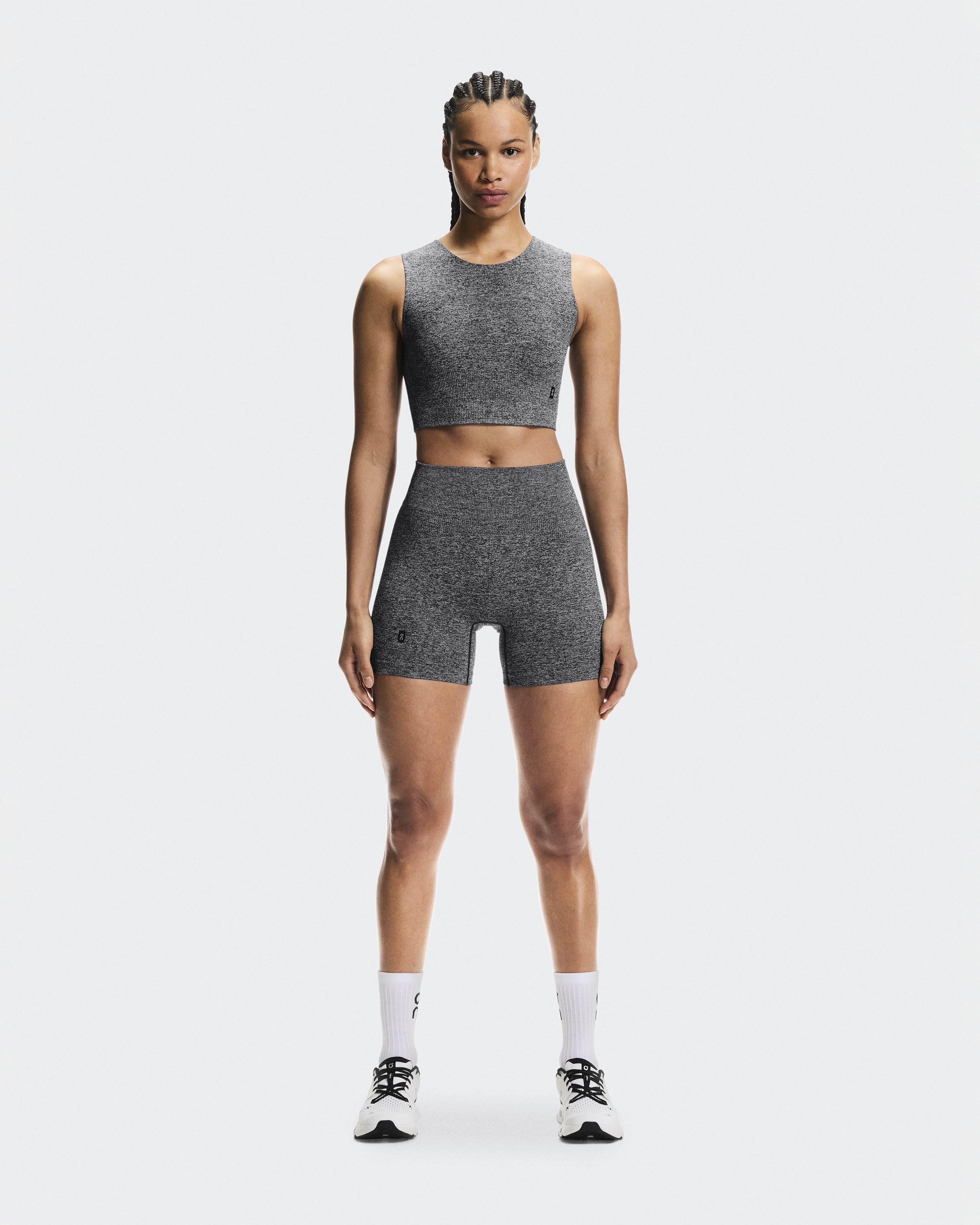 Studio Knit Crop Shirt in Graphite Heather
