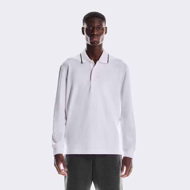Courtside Long-T Polo Long-Sleeve Shirt in White