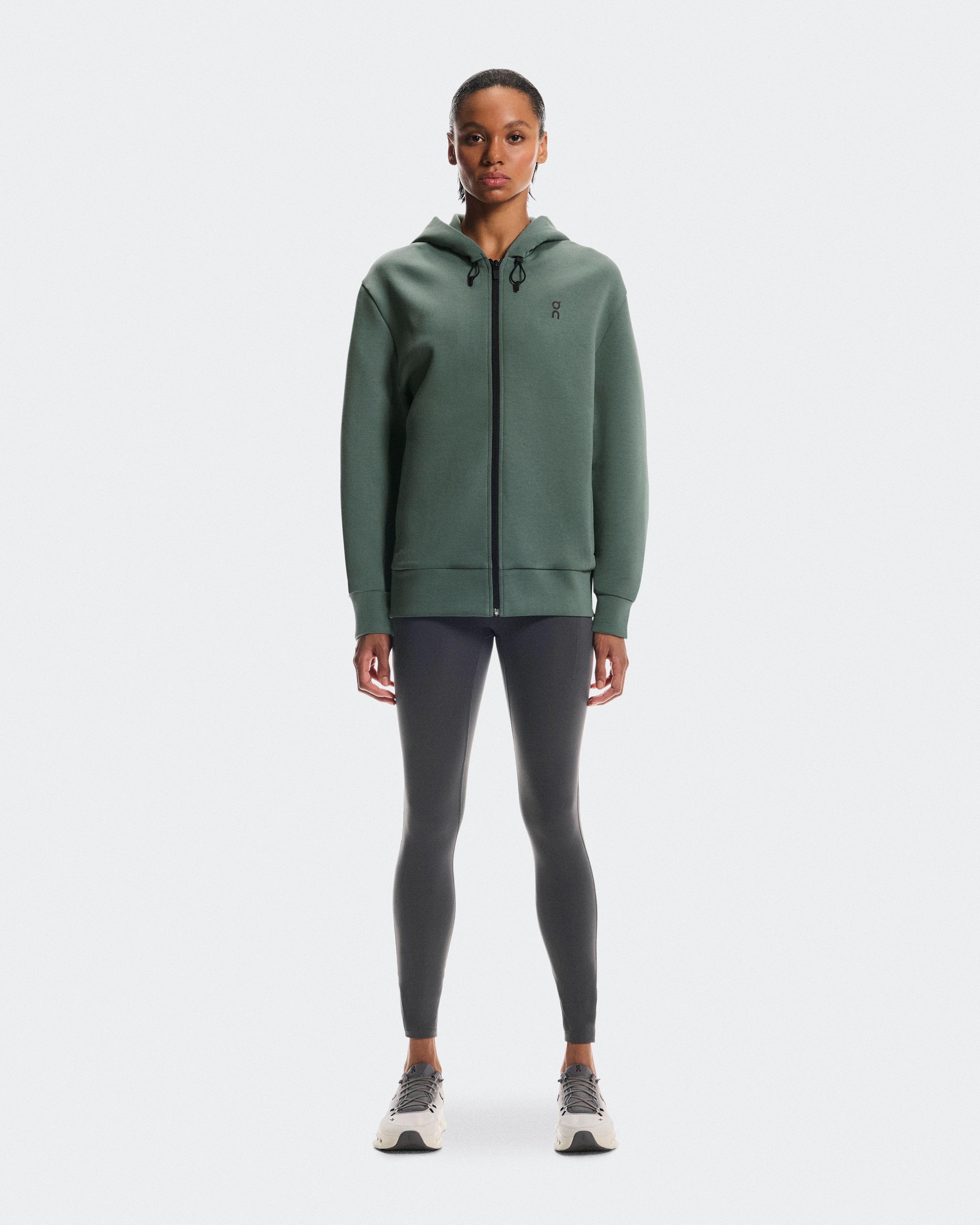 On Focus Tech Zip Hoodie Olive Mujer Sudaderas con y sin capucha