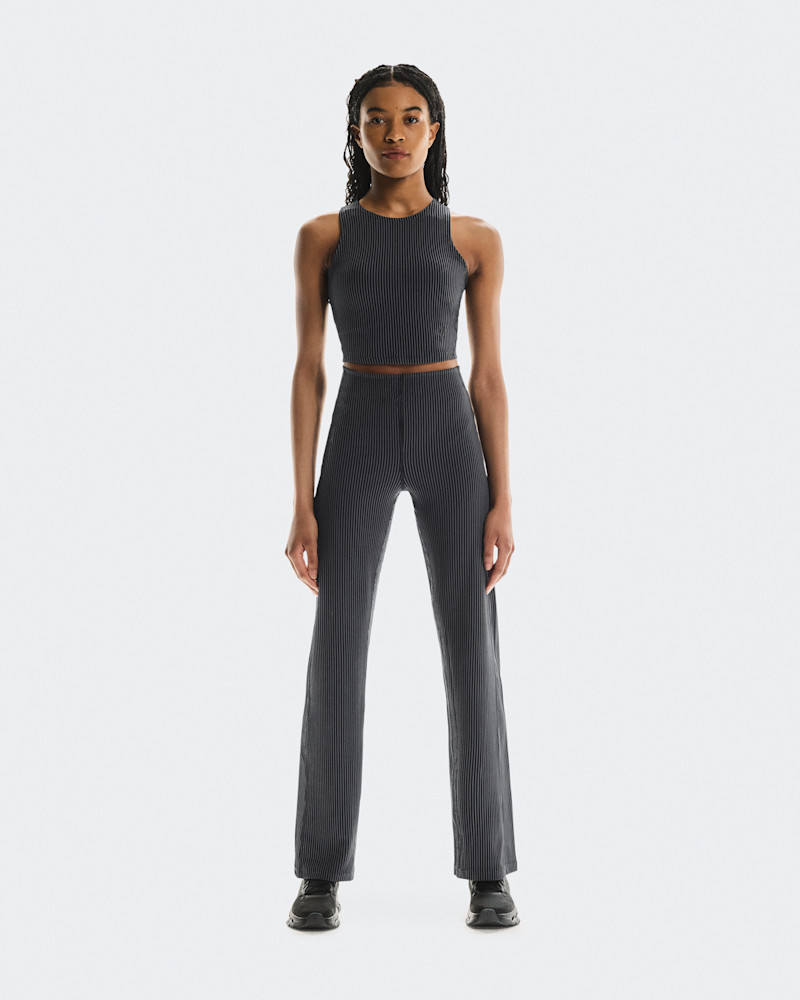 On Women's All-Day Ribbed Pants in Black/Rock, Size: Small, Polyester