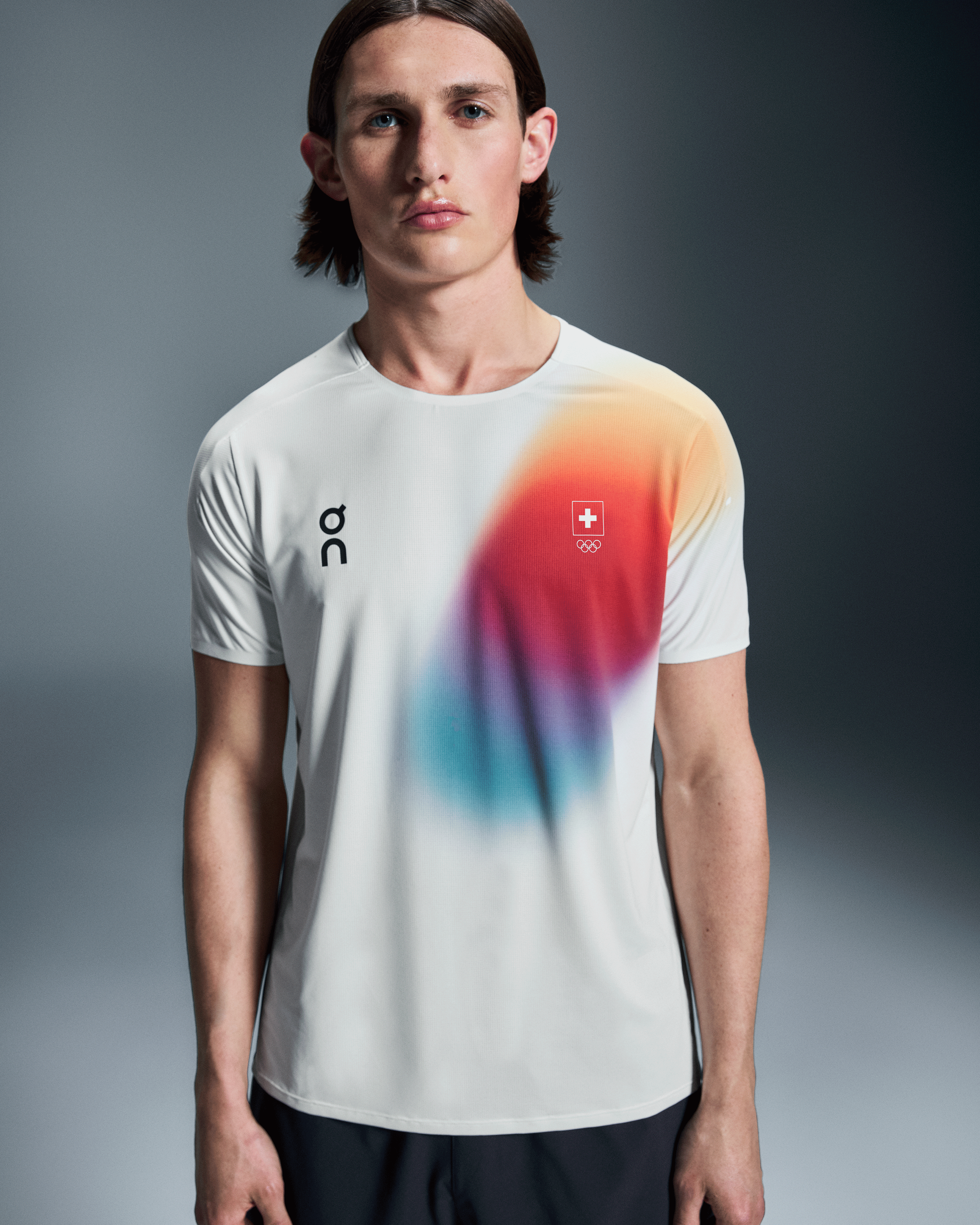 On Swiss Olympic Performance-T Undyed-White Homme Hauts et t-shirts