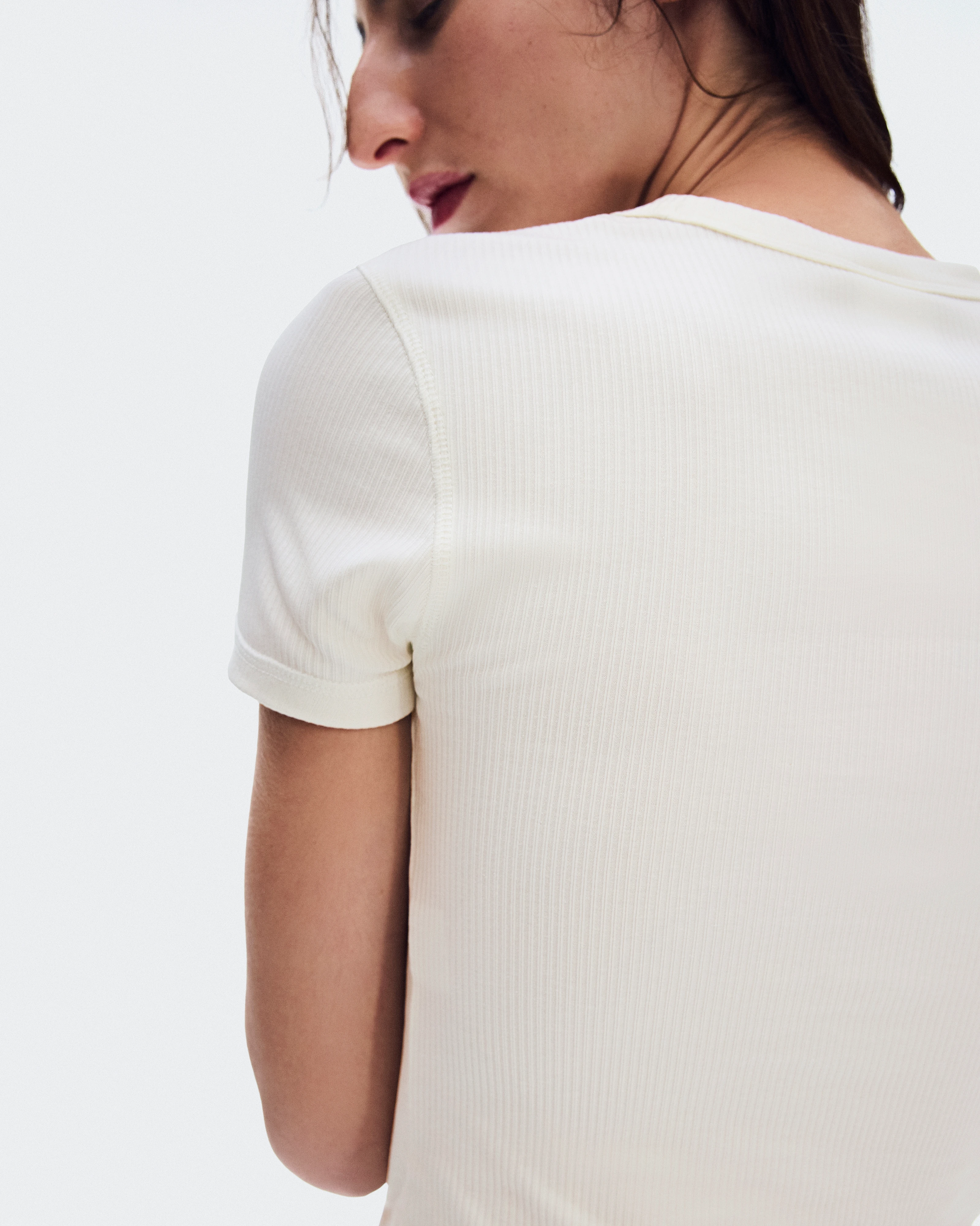 On All-Day Ribbed T-Shirt Ivory Donna Maglie e magliette