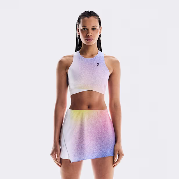 Court Crop Top Shirt in White/Indigo