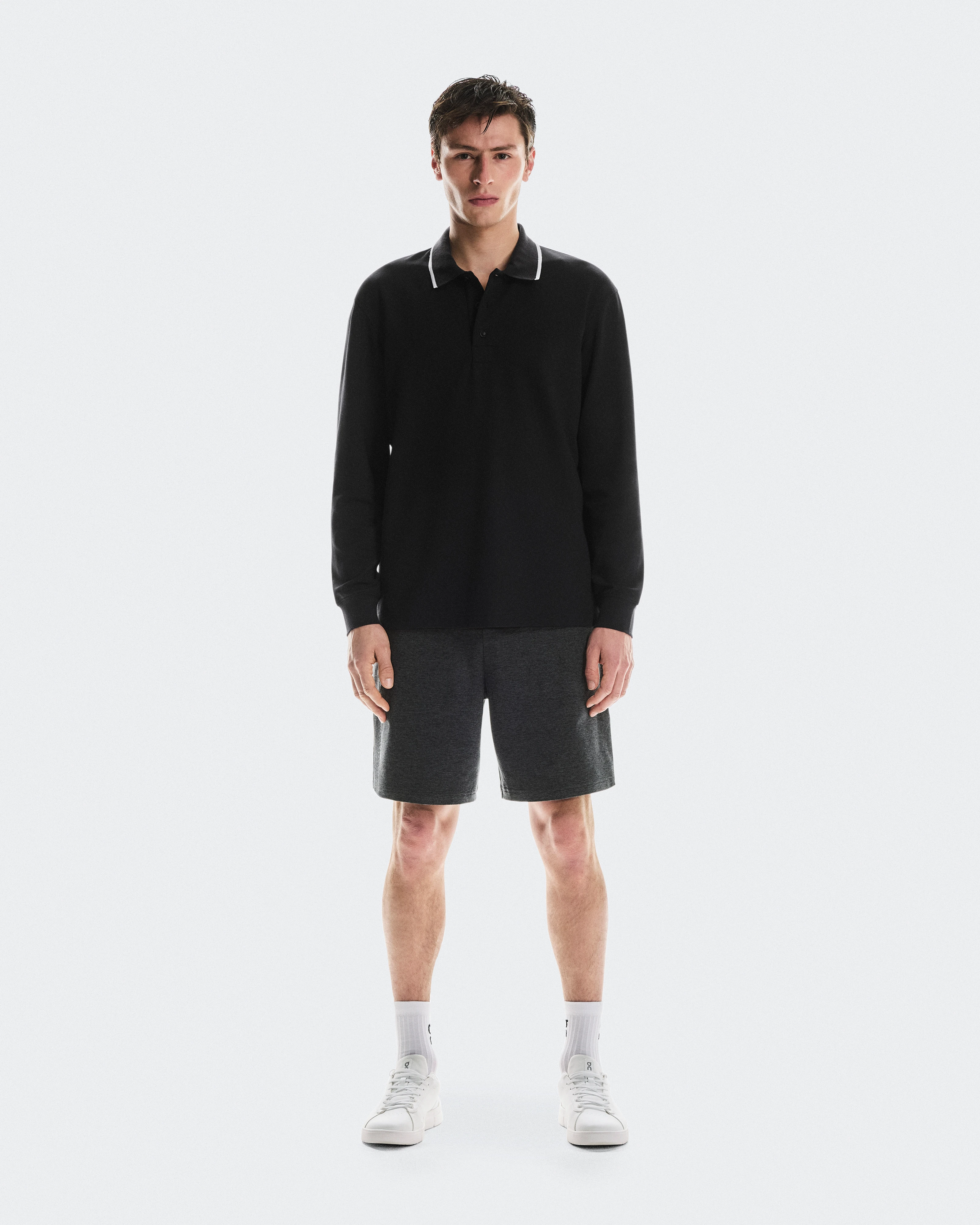 On Courtside Long-T Polo Black Men Tops and t-shirts