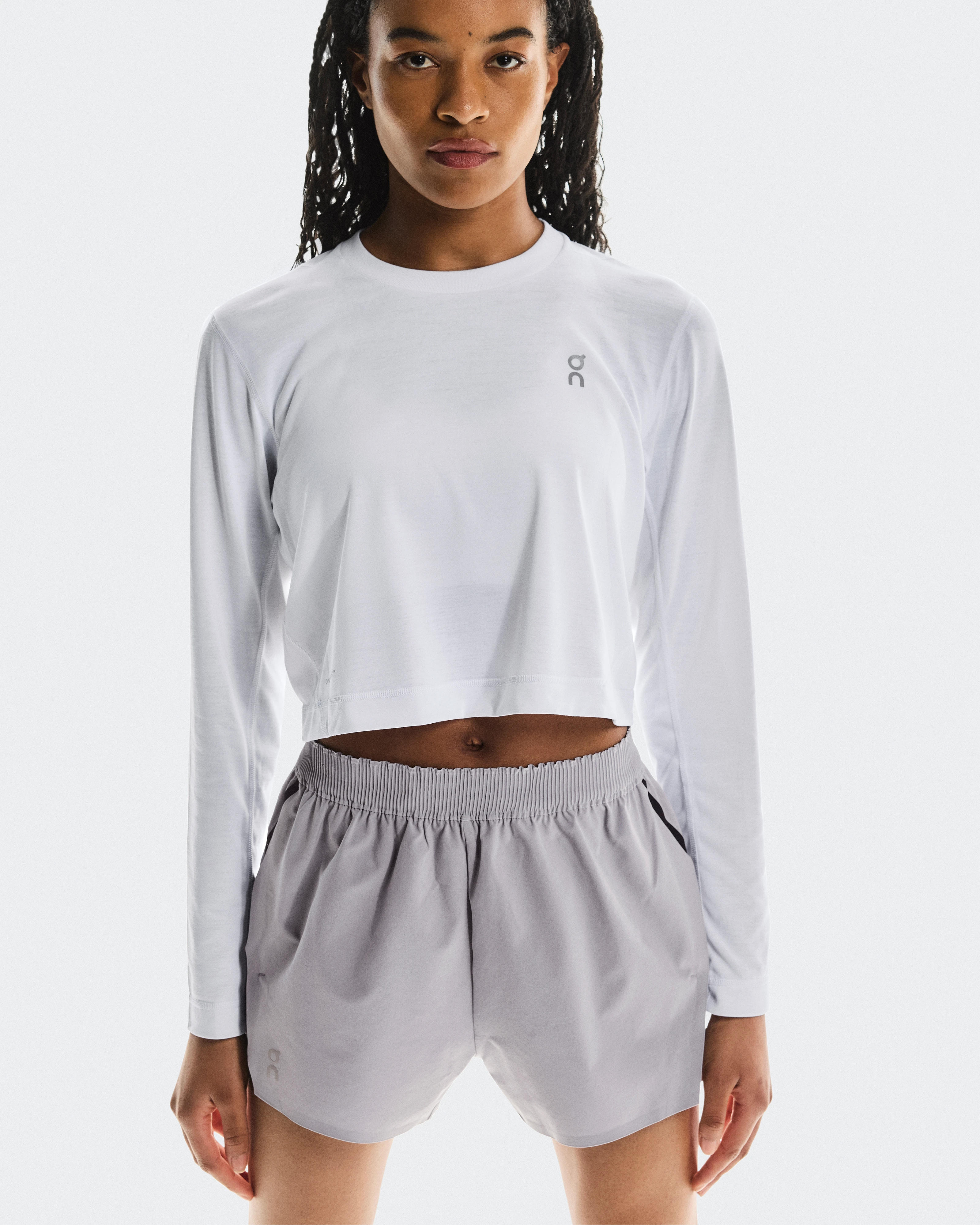 On Train Long-T Crop Graphic White Women Tops and t-shirts