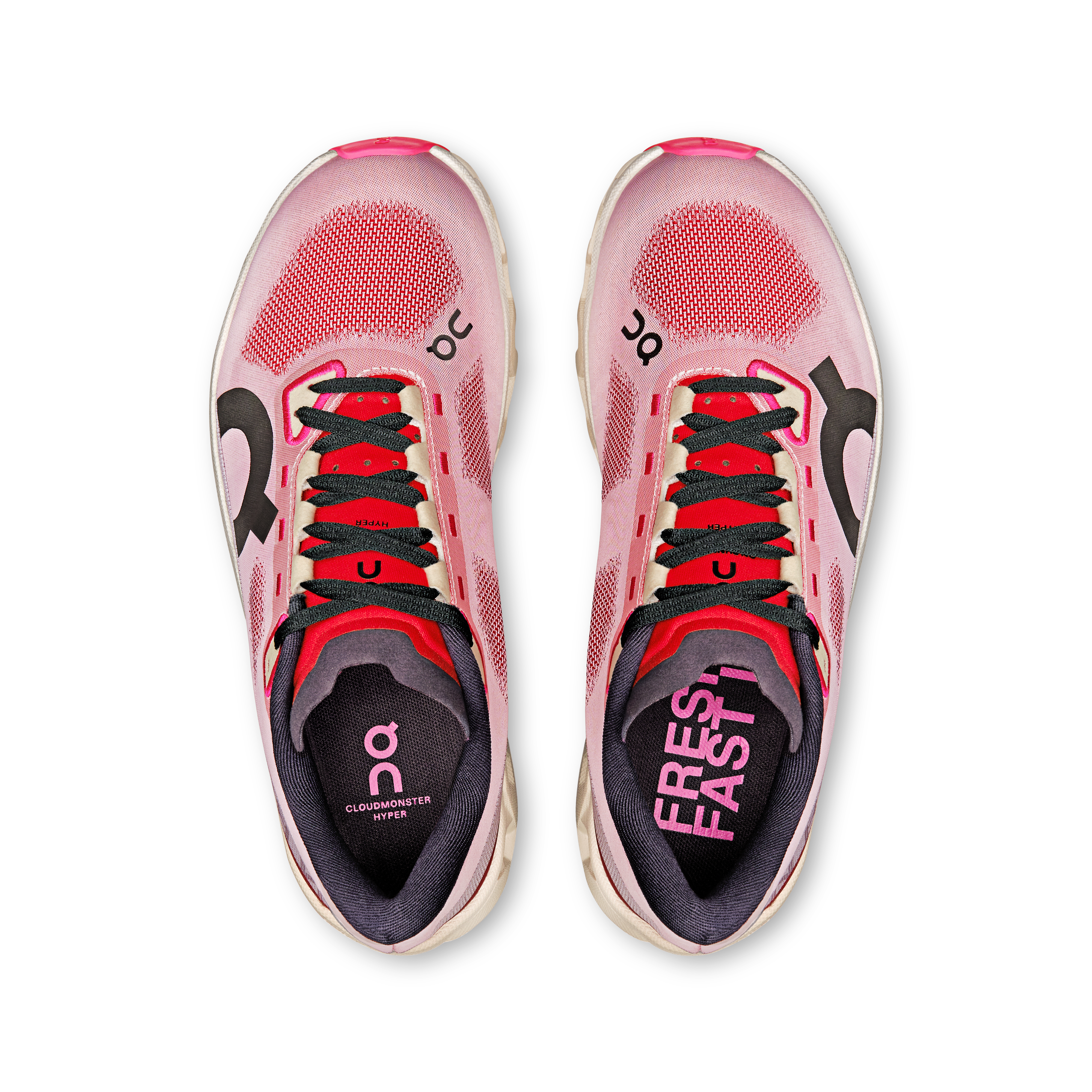 On Cloudmonster Hyper Red & Cream Women Road running Shoes
