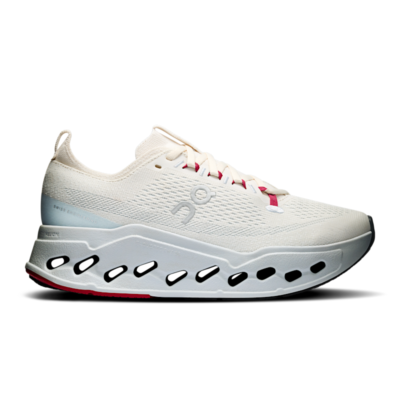 On Women's Cloudsurfer Max Road Running Shoe in Ivory/Arctic, Size: 8, Recycled Polyester