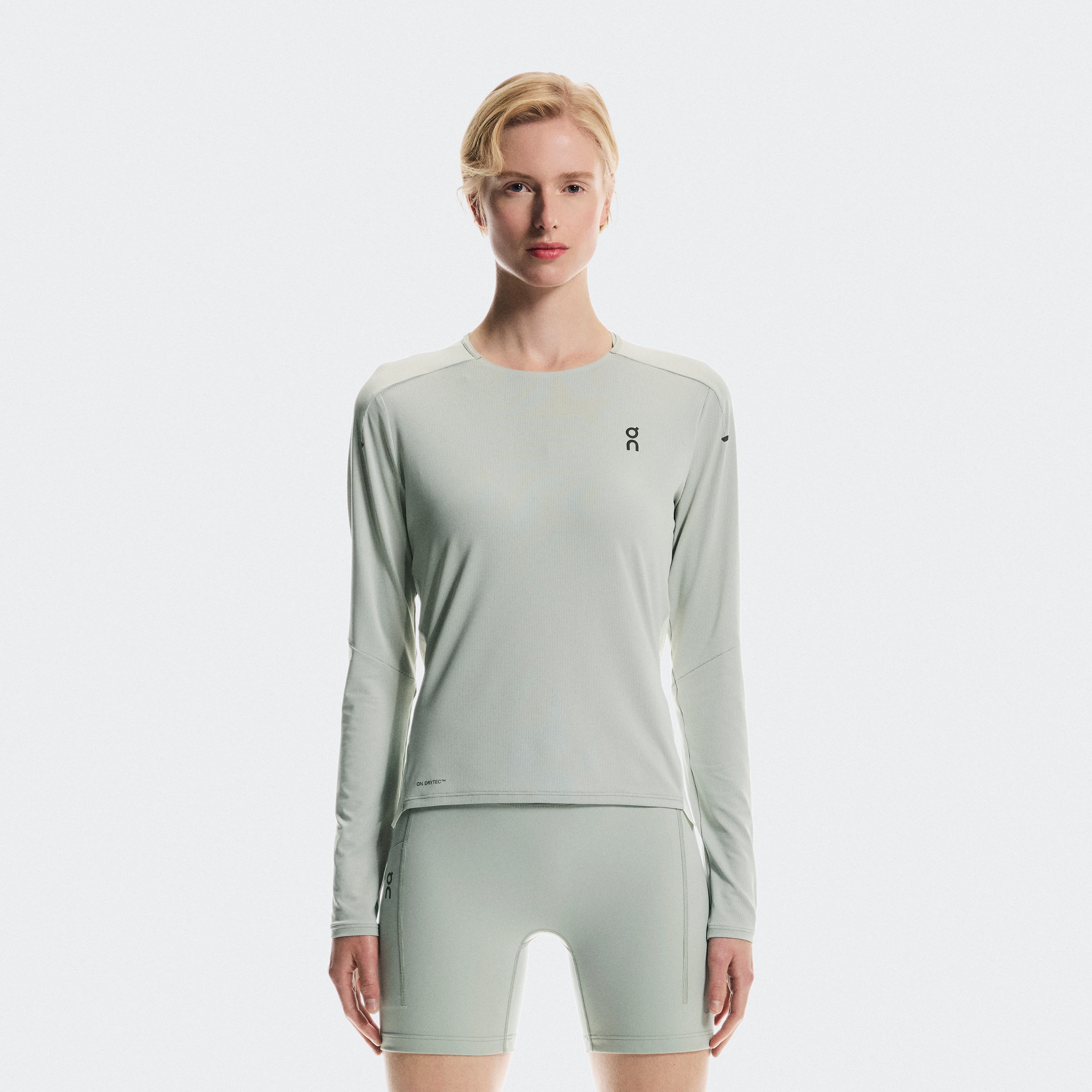On Performance Long-T Grey Blue Women Women – Running, training Tops and t-shirts