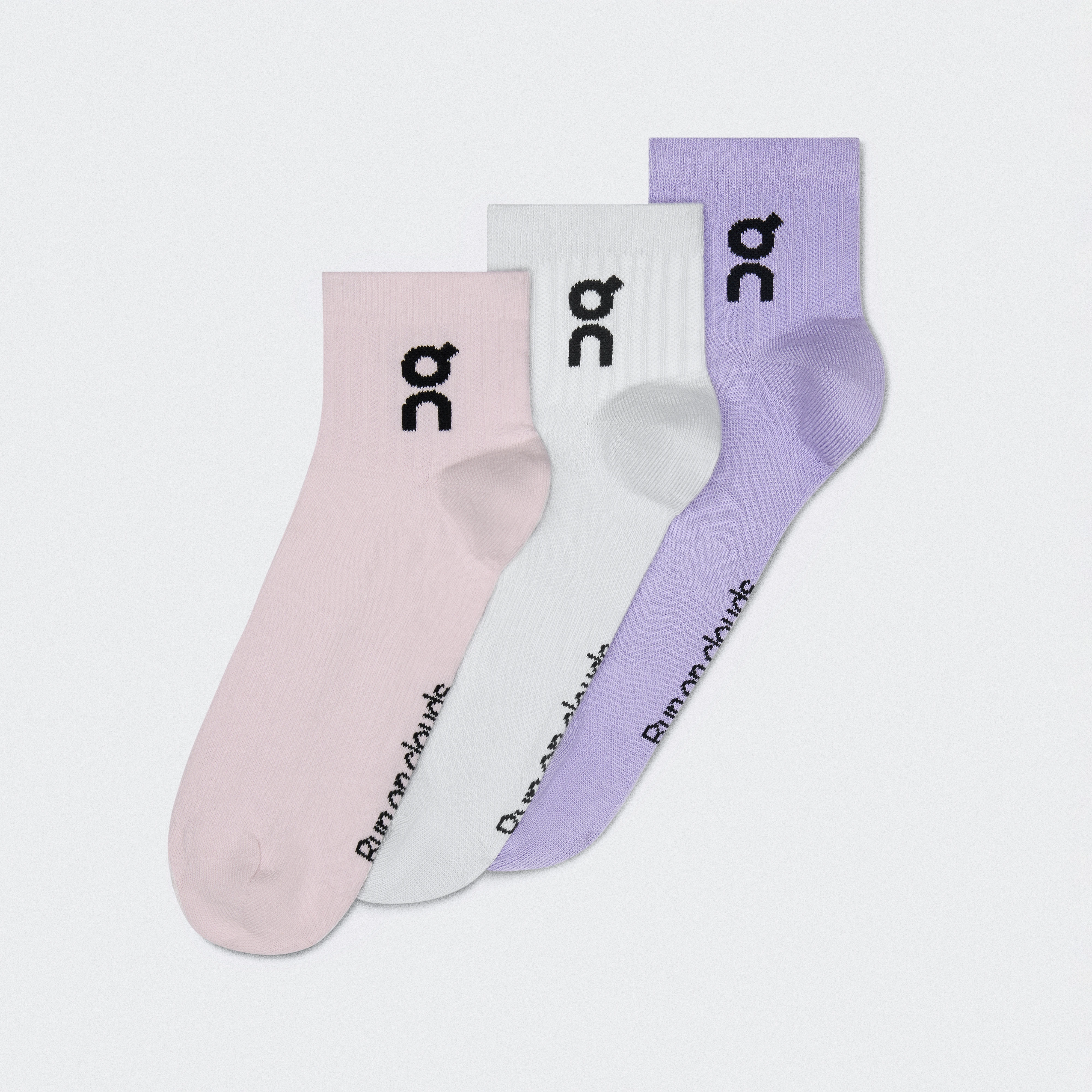On Logo Sock Mid 3P Purple Pink Unisex Unisex – All day, breathable, versatile Socks