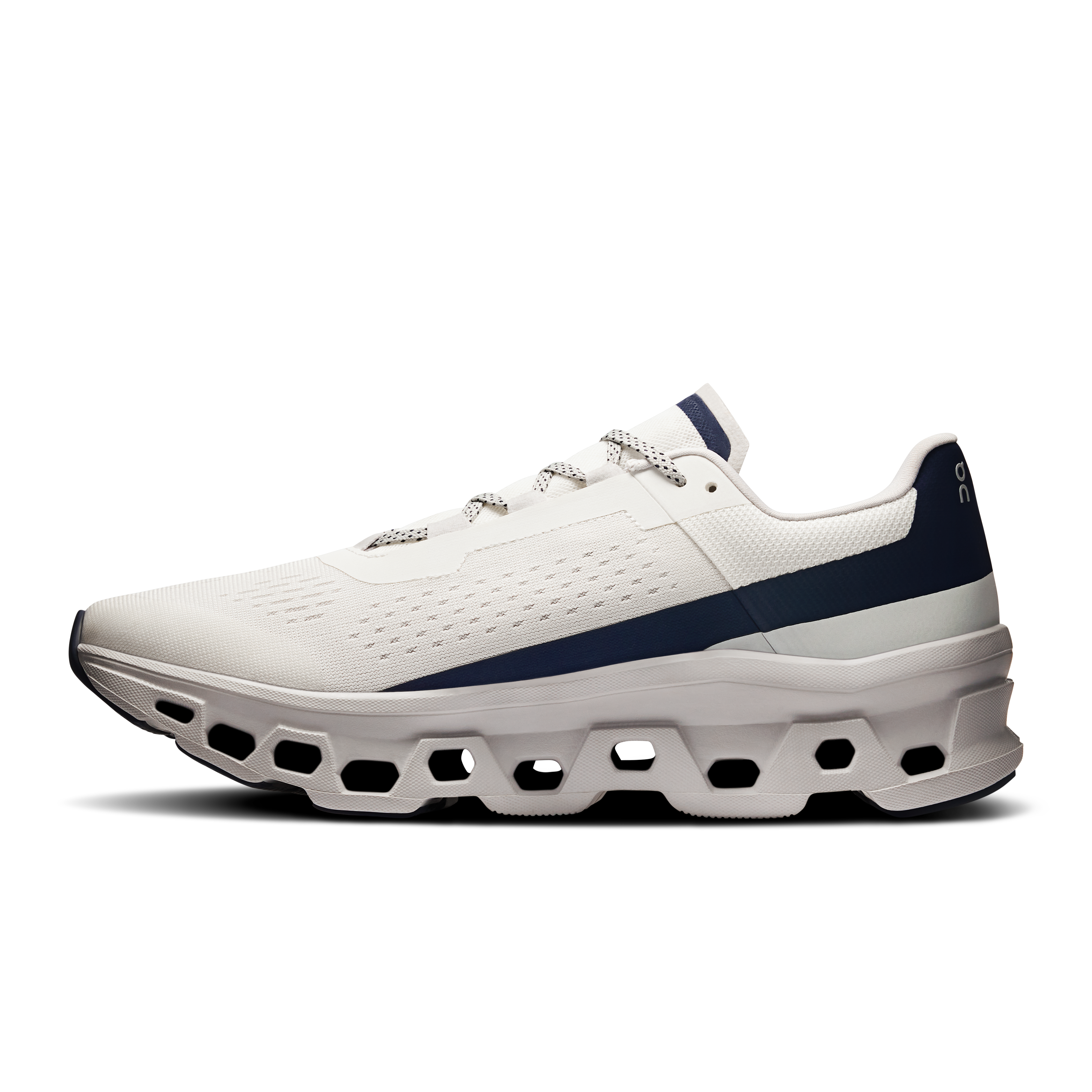 On Cloudmonster Ivory & Midnight Herren Strassenlauf Schuhe