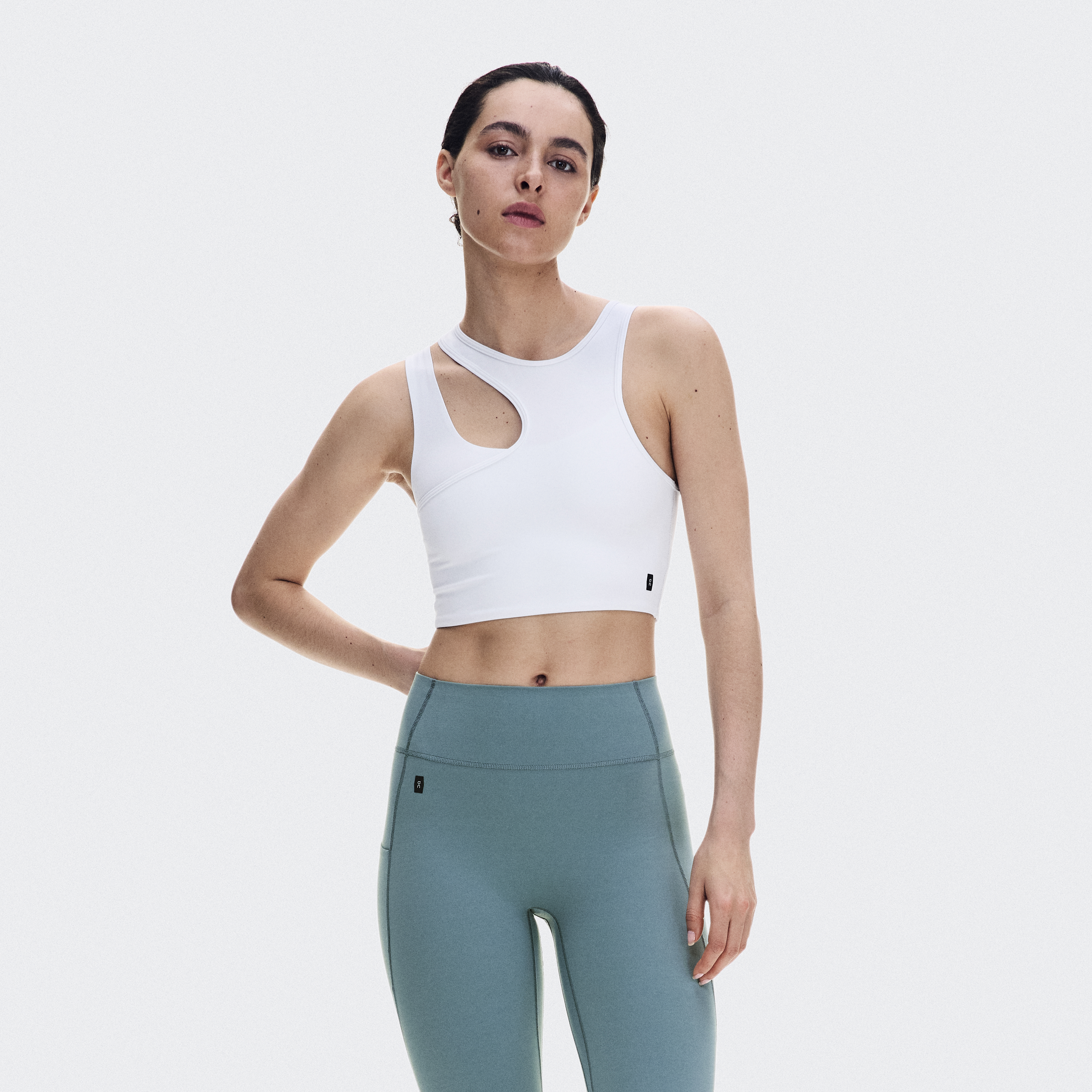 Studio Asymmetric Crop Shirt in White