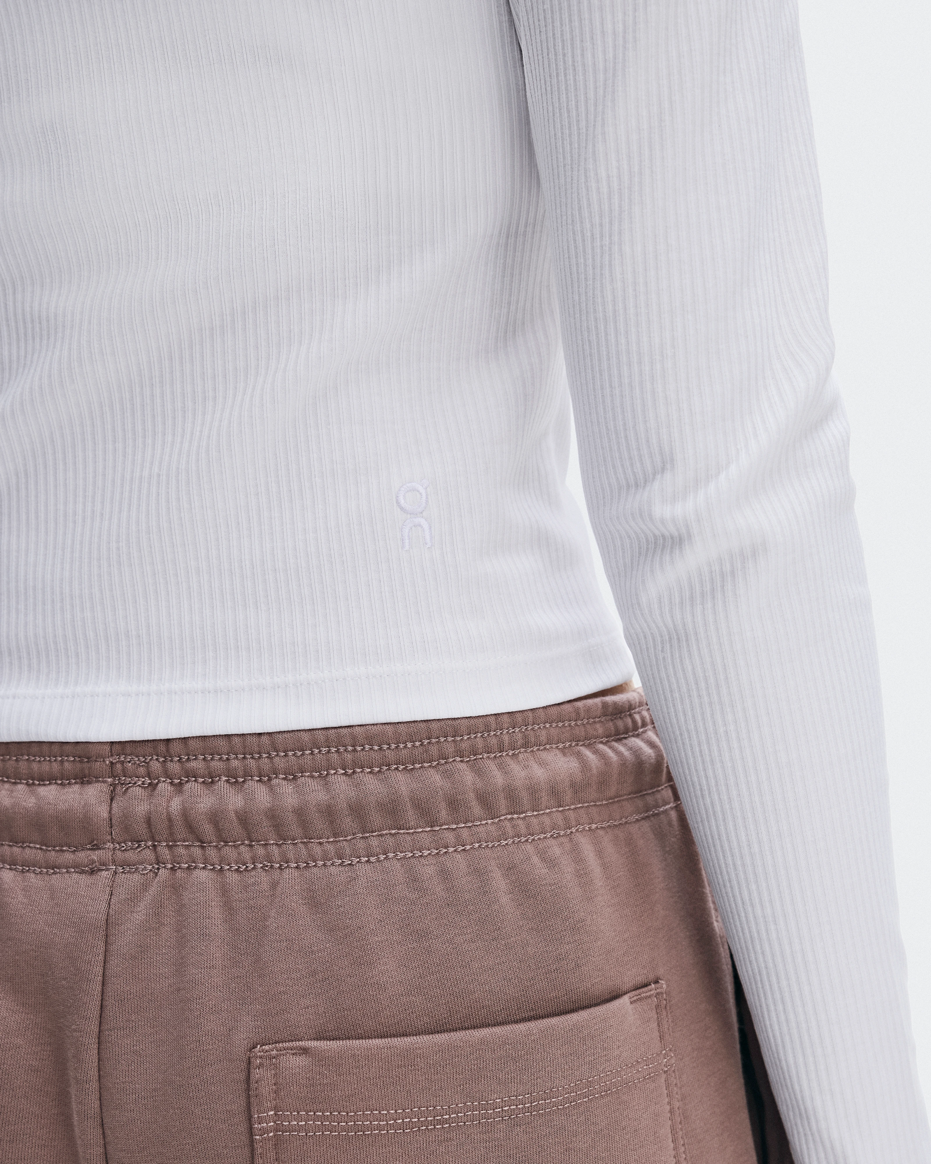 On All-Day Ribbed Long-T White Women Tops and t-shirts