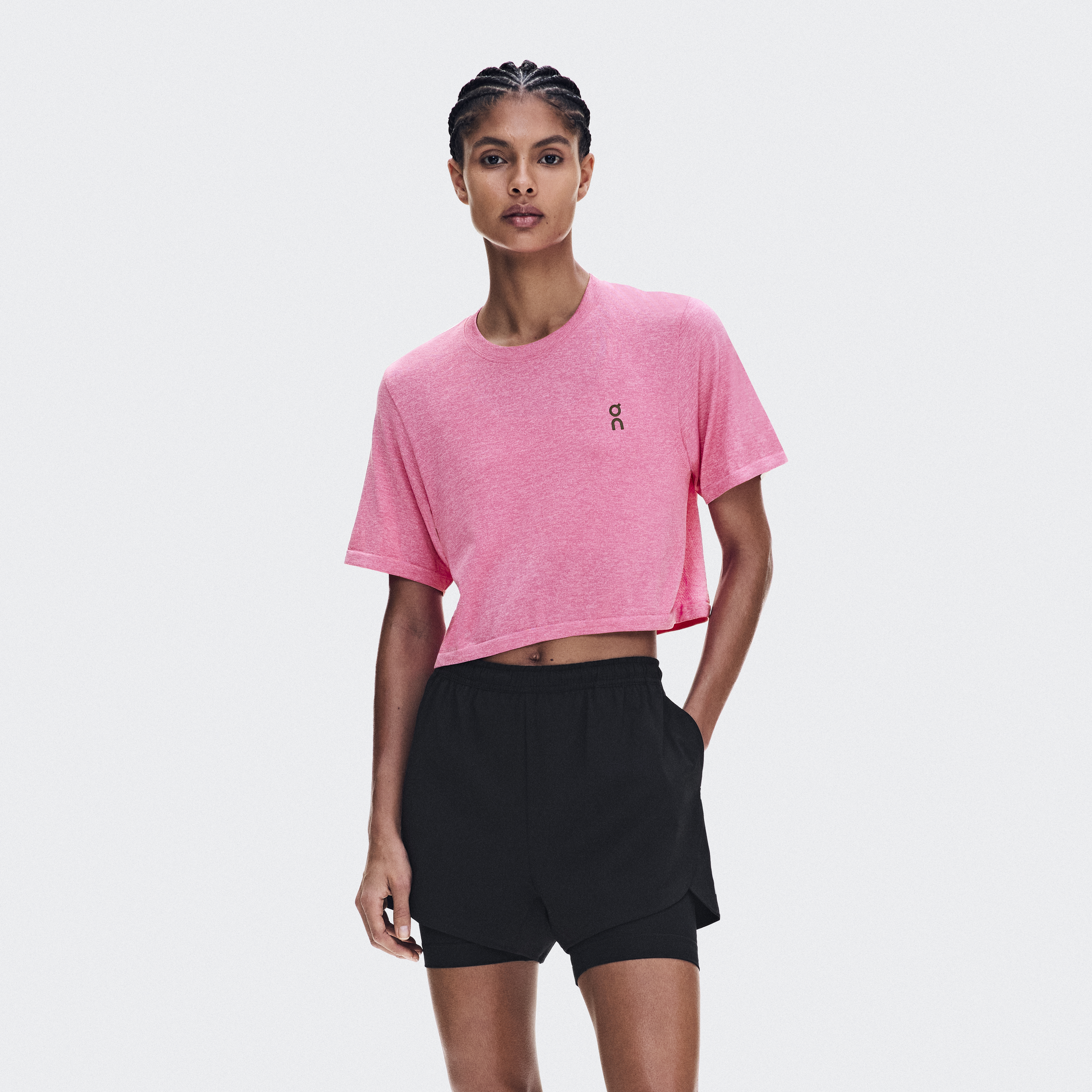 Train Flex-T Crop Short-Sleeve Shirt in Bubblegum Heather