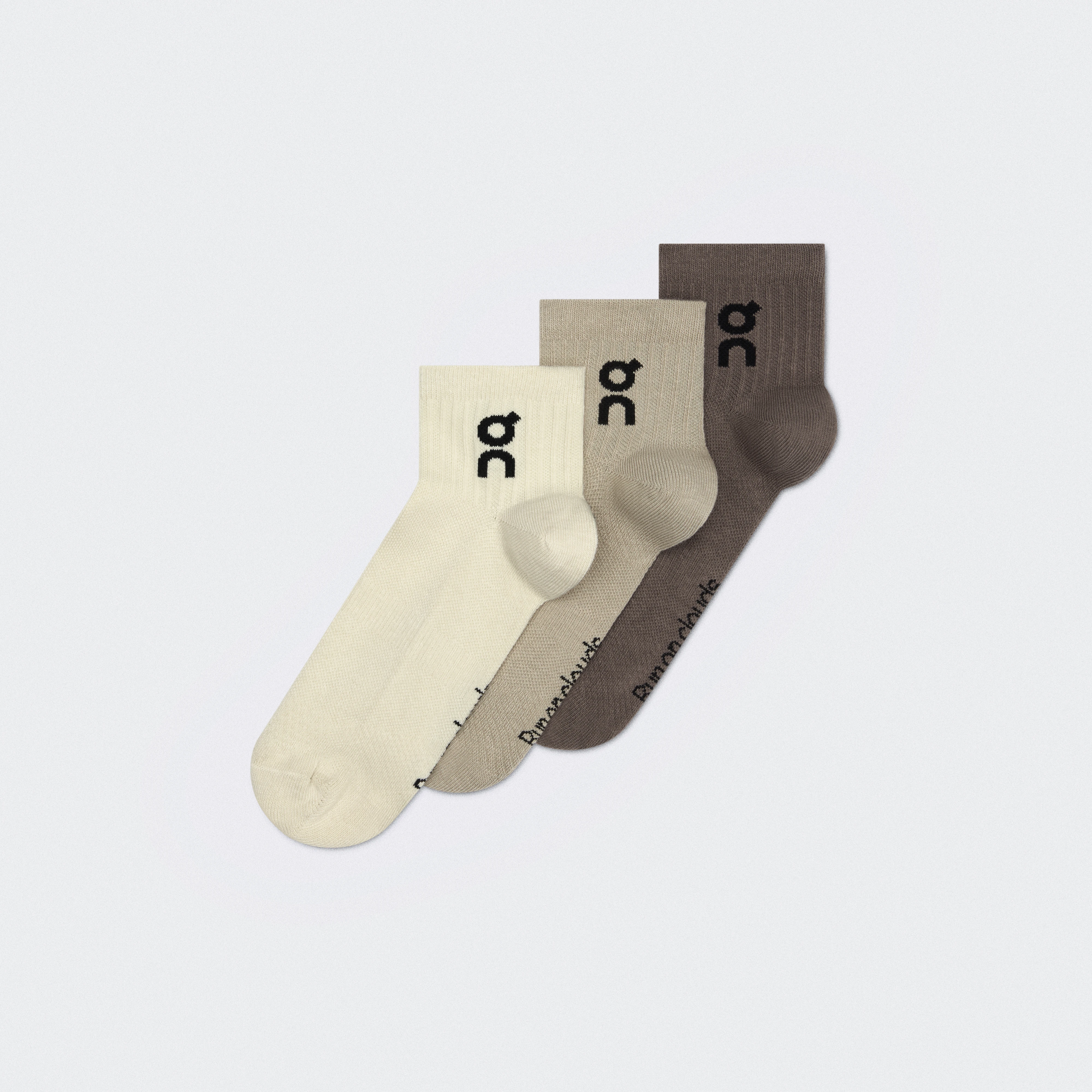 On Logo Sock Mid 3P Hare & Brume Unisex – All day, breathable, versatile Socks