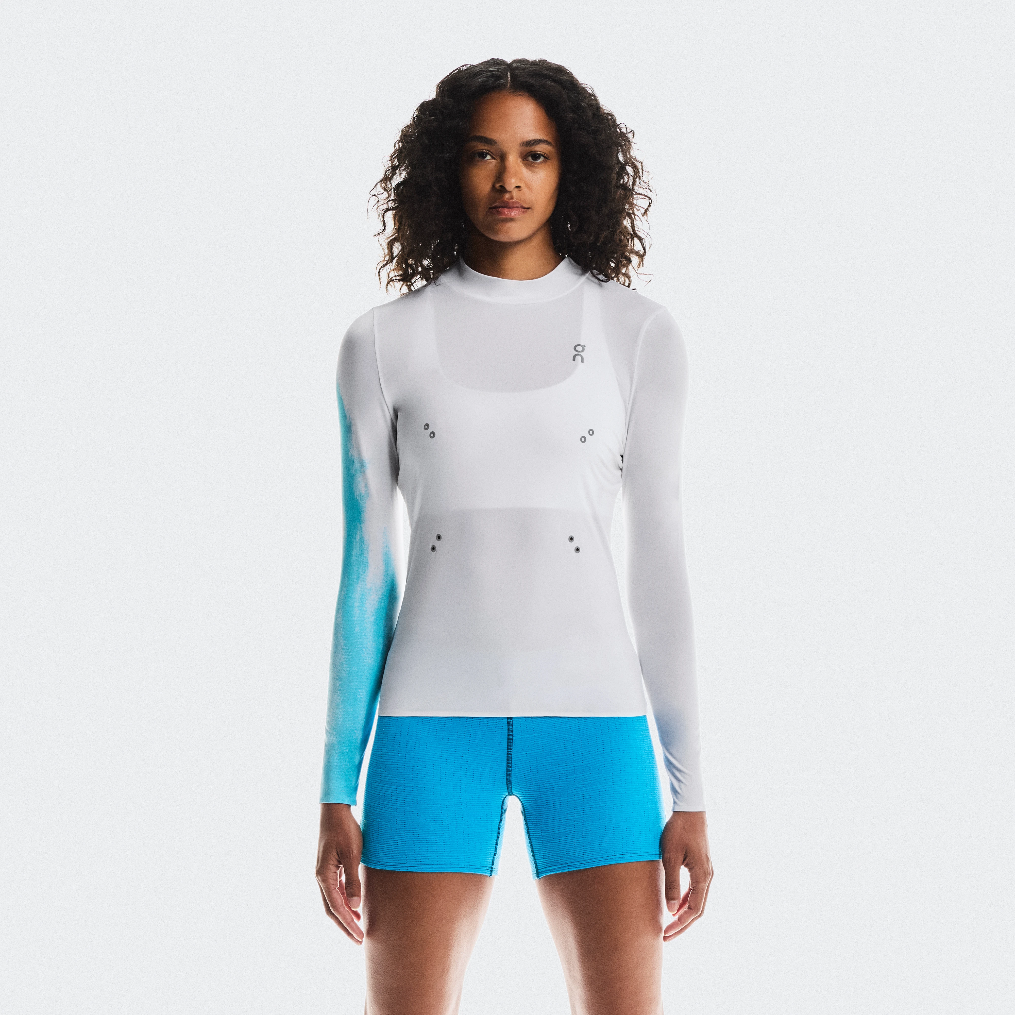 On Pace Long-T White Blue Women Women – Running, lightweight, CleanCloud® Tops and t-shirts