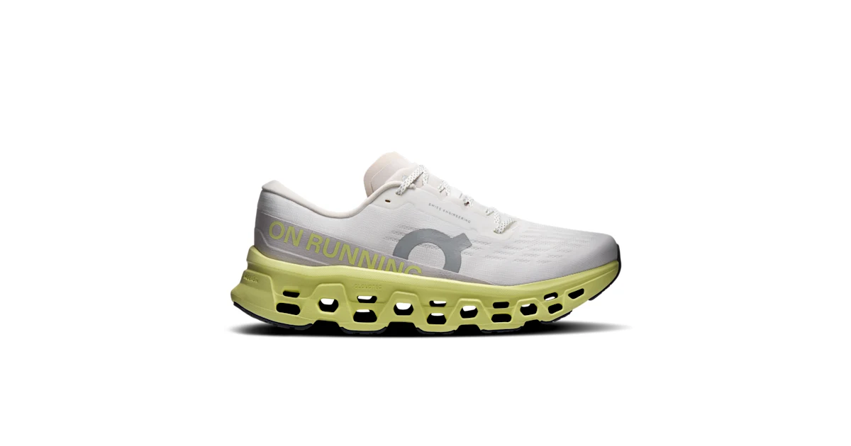 Tenis Cloudmonster 3 para hombre marfil y verde lima · On