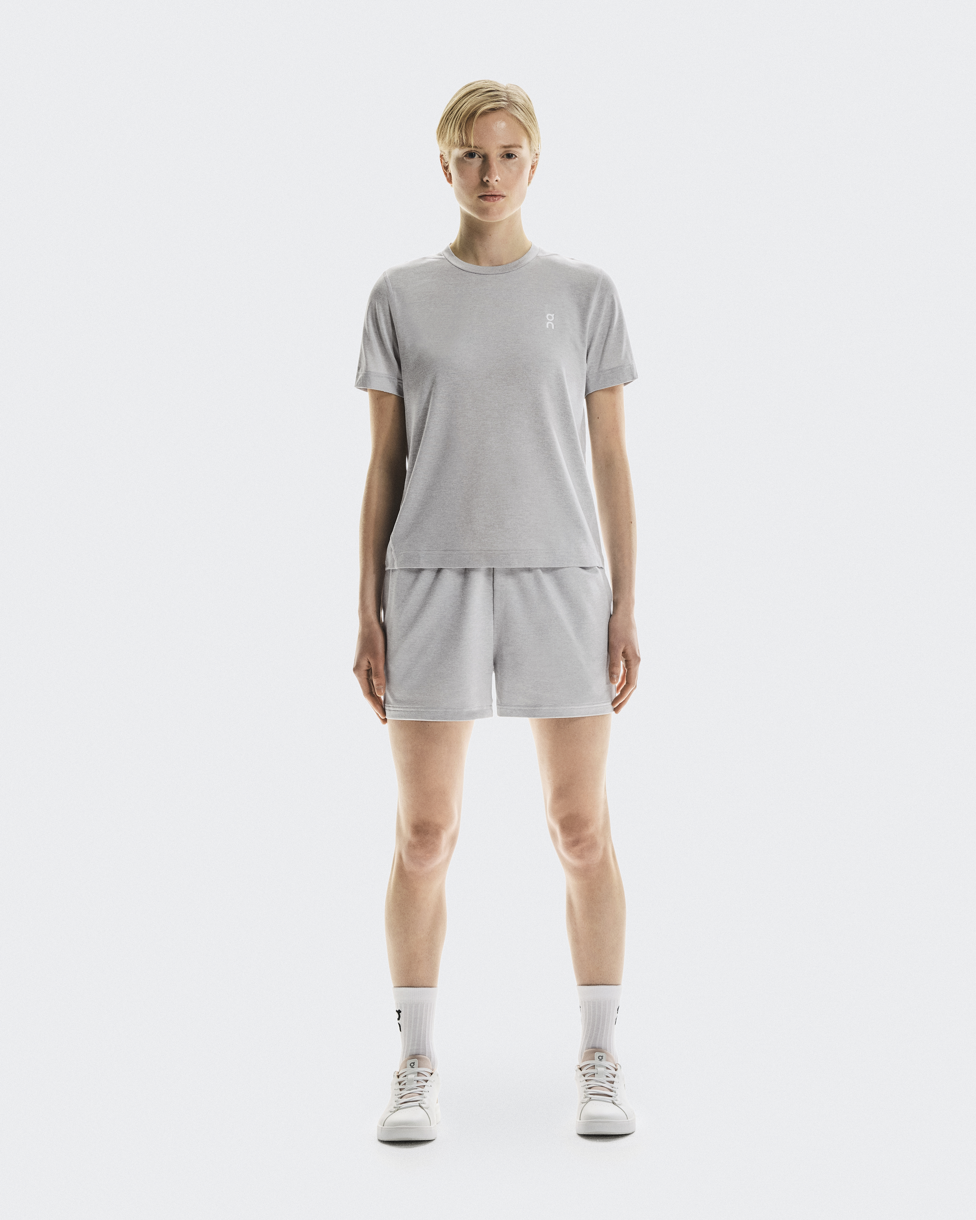 On Women's Courtside-T Short-Sleeve Shirt in Gravel, Size: Large, Polyester