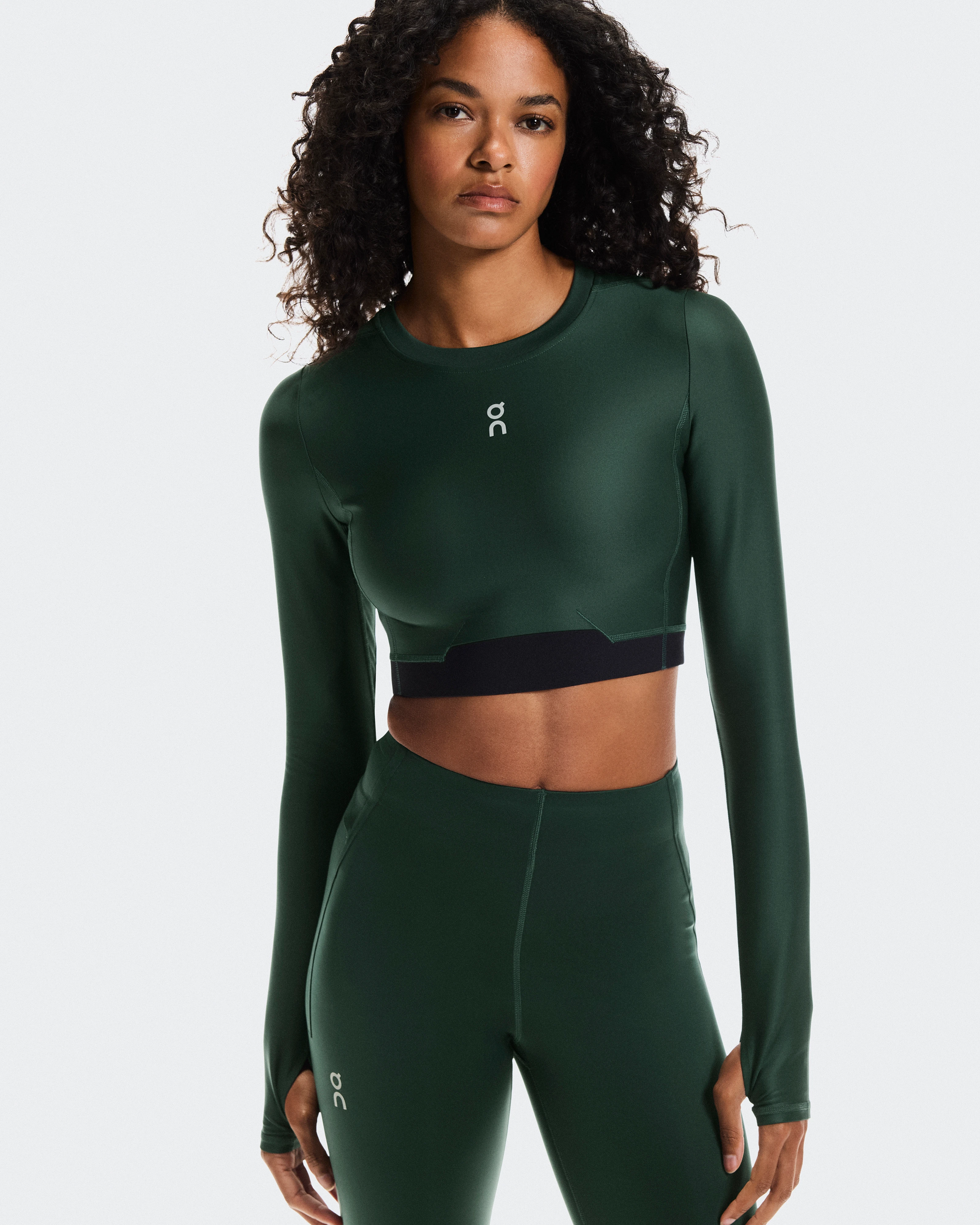 On Train Long Sleeve Crop Obsidian Women Tops and t-shirts