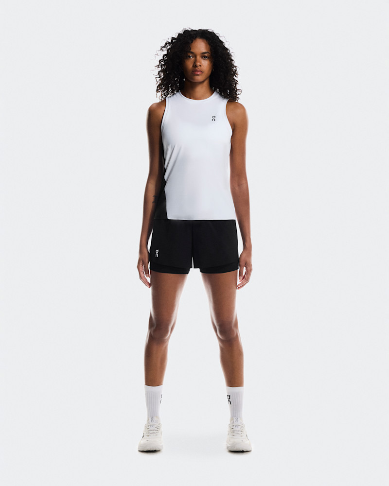 On Women's Court Tank Top in White/Black, Size: XL, Polyester