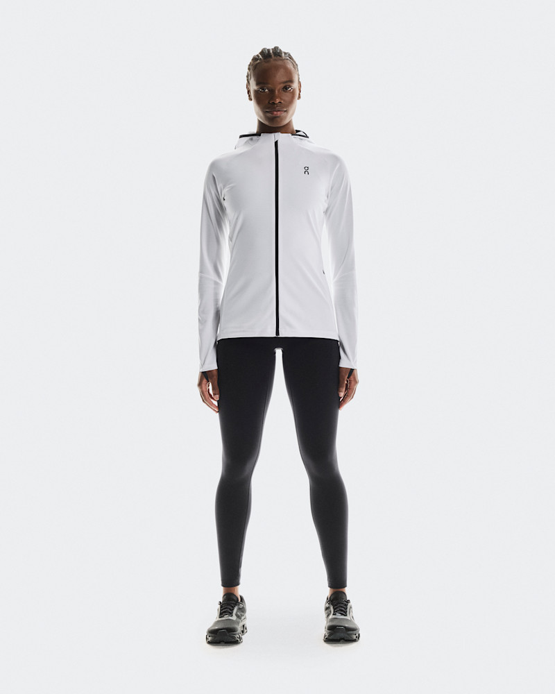 On Women's Climate Zip Hoodie in White, Size: Medium, Polyester/Polyamide