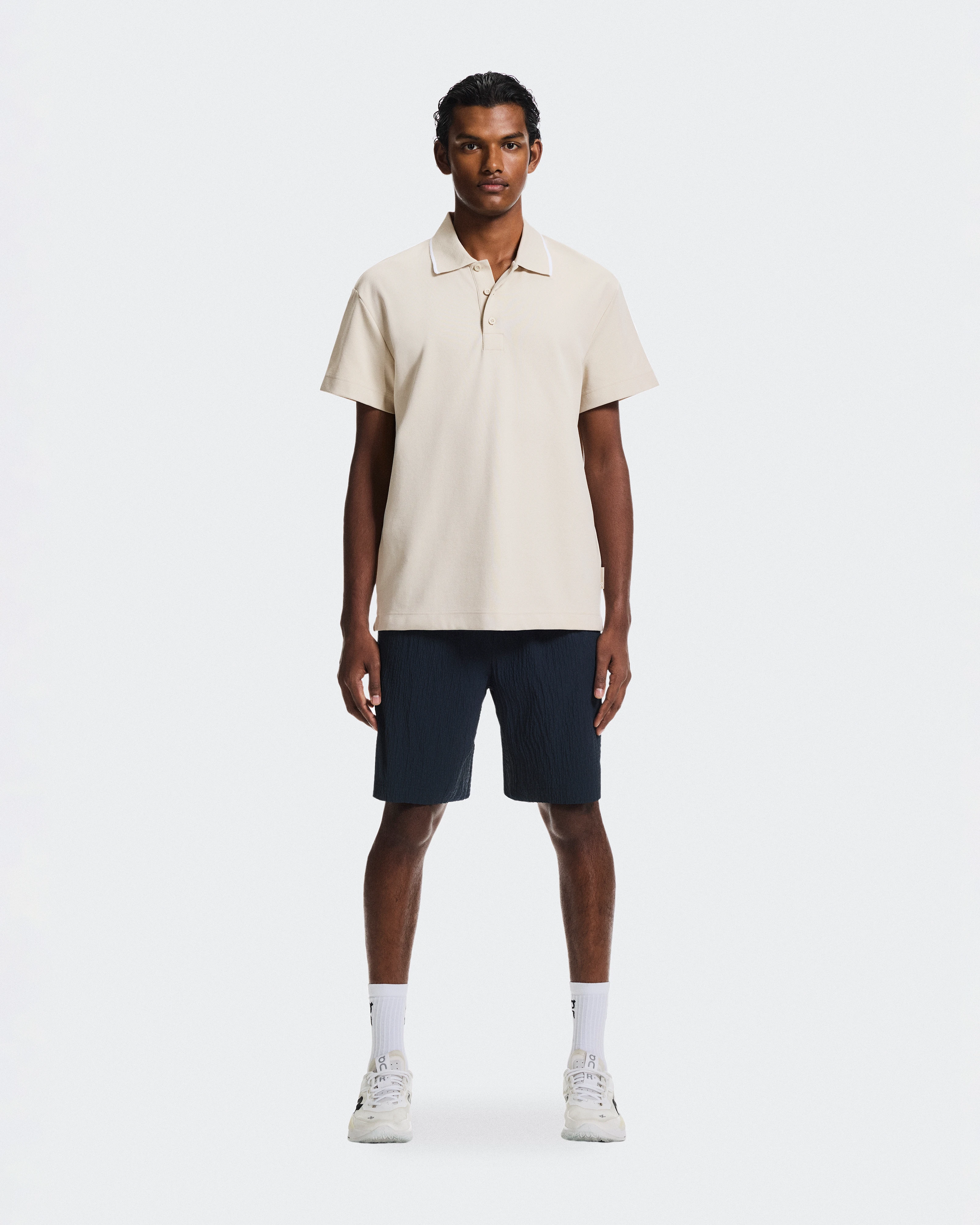 On Courtside Polo Sand & White Men Tops and t-shirts