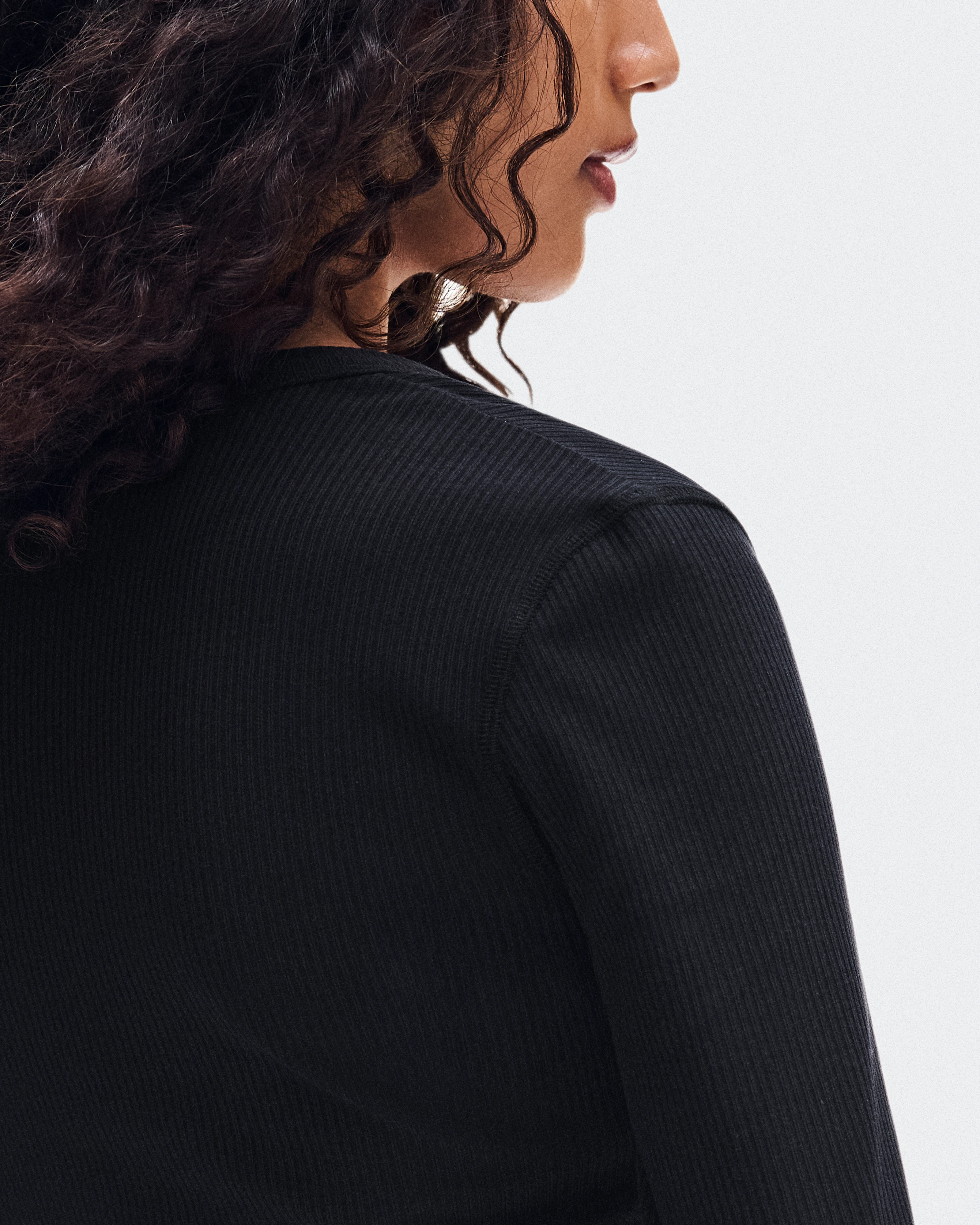 On All-Day Ribbed Long-T Black Women Tops and t-shirts