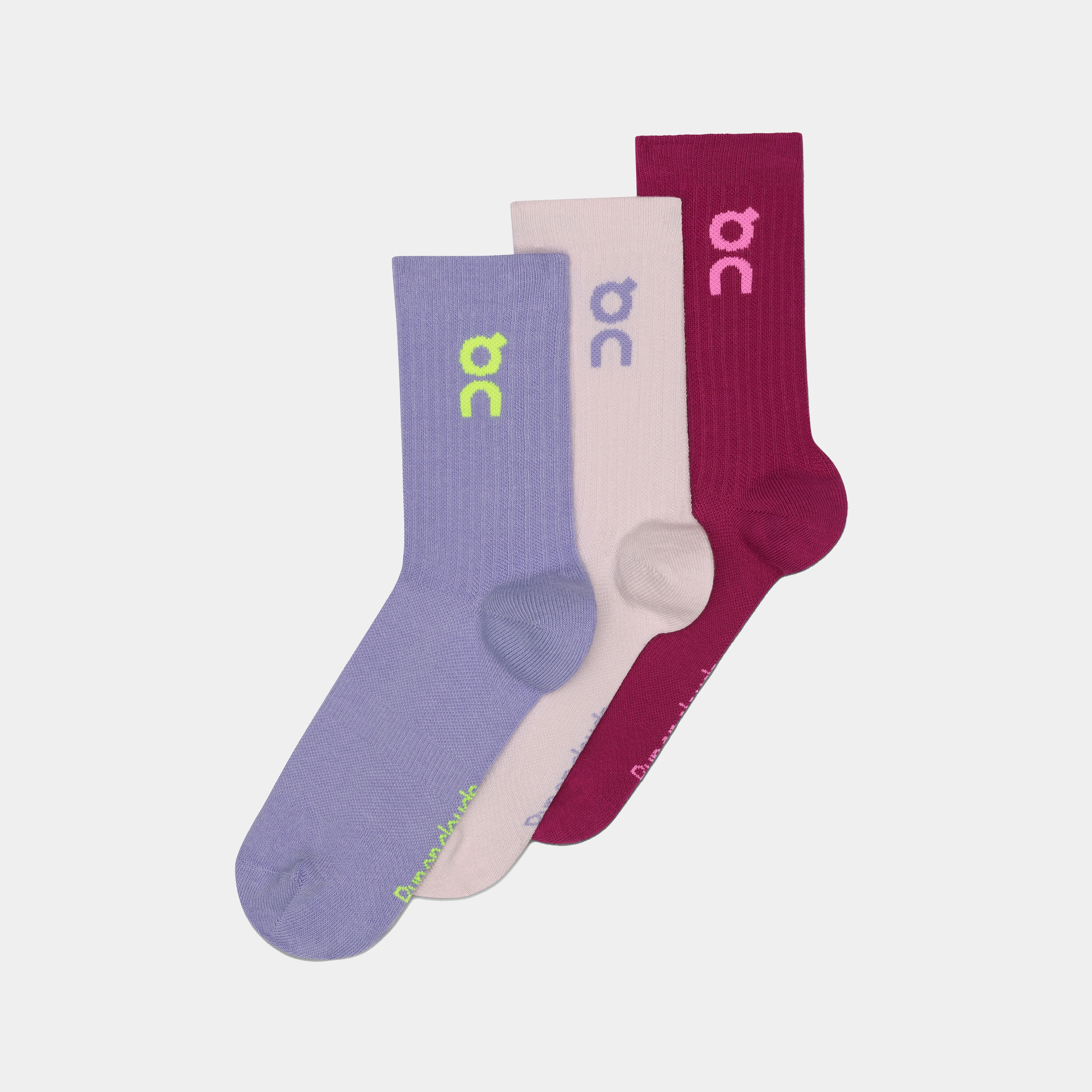 On Logo Sock High 3P Violet Unisexe Unisexe – Quotidien, respirantes, polyvalentes Chaussettes