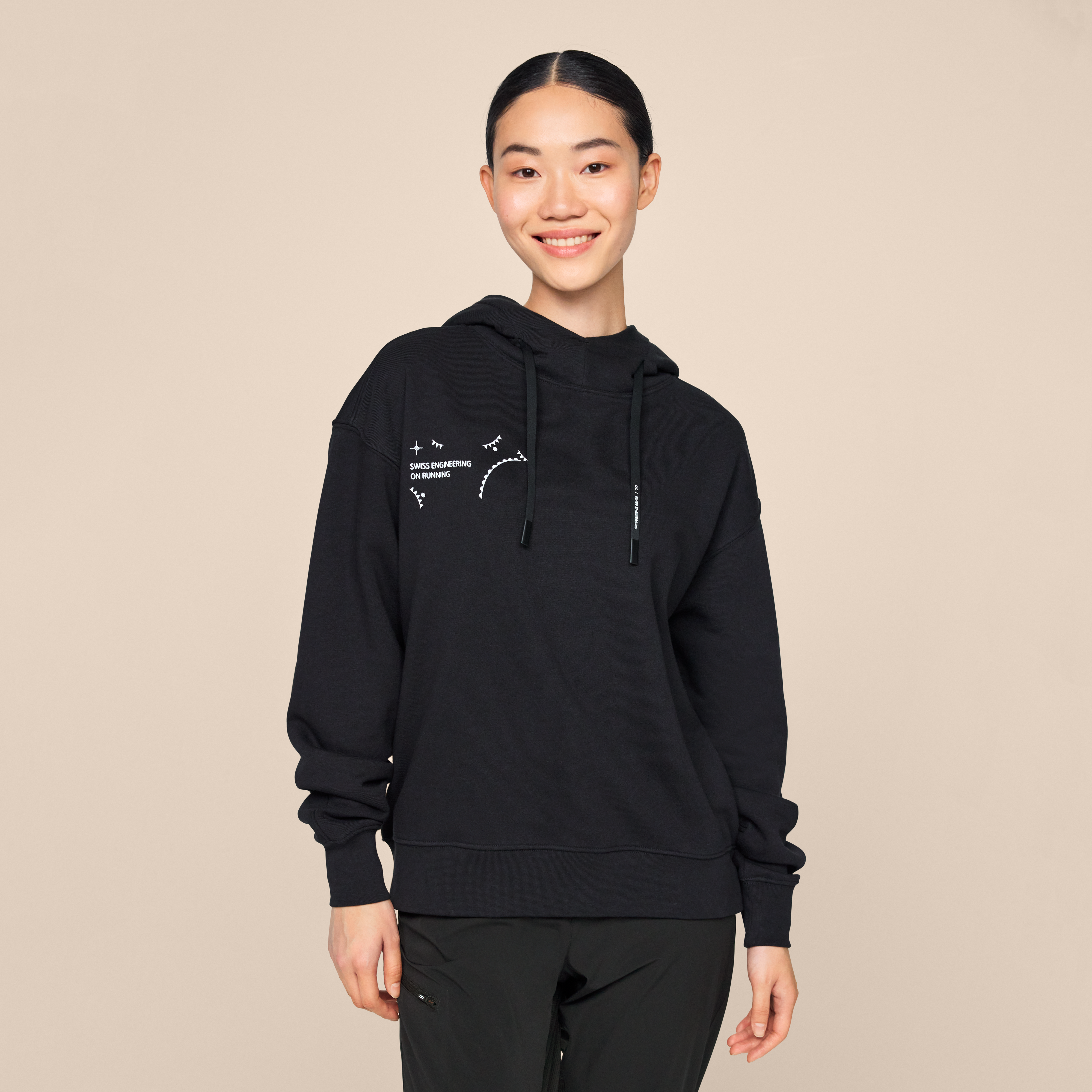 On Graphic Club Hoodie Black Women Cold weather, recovery, travel Hoodies and sweatshirts