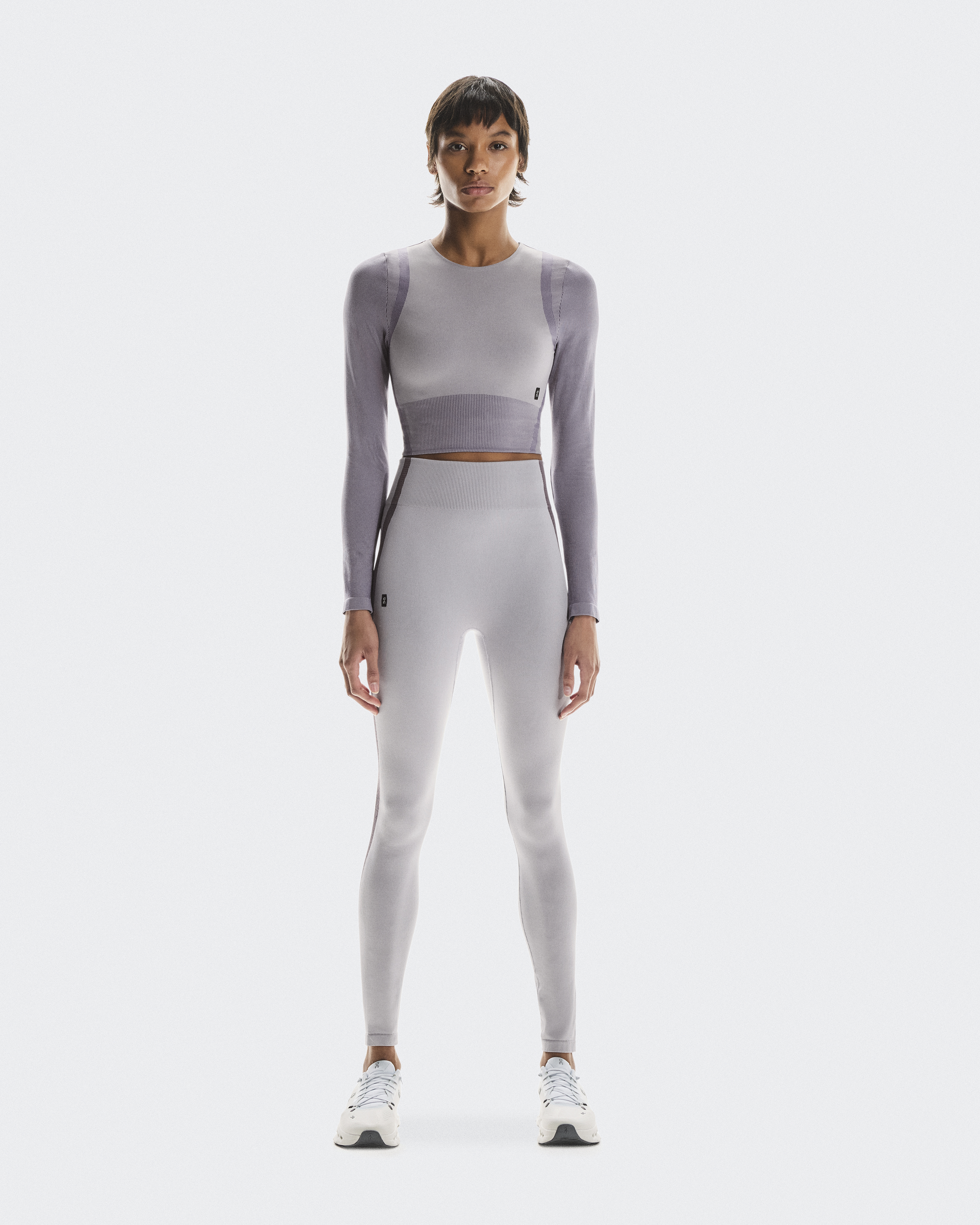 On Studio Knit Long-T Crop Camiseta de Manga Large para Mujer en Lilac/Cosmos, Talla: XL, Polyester
