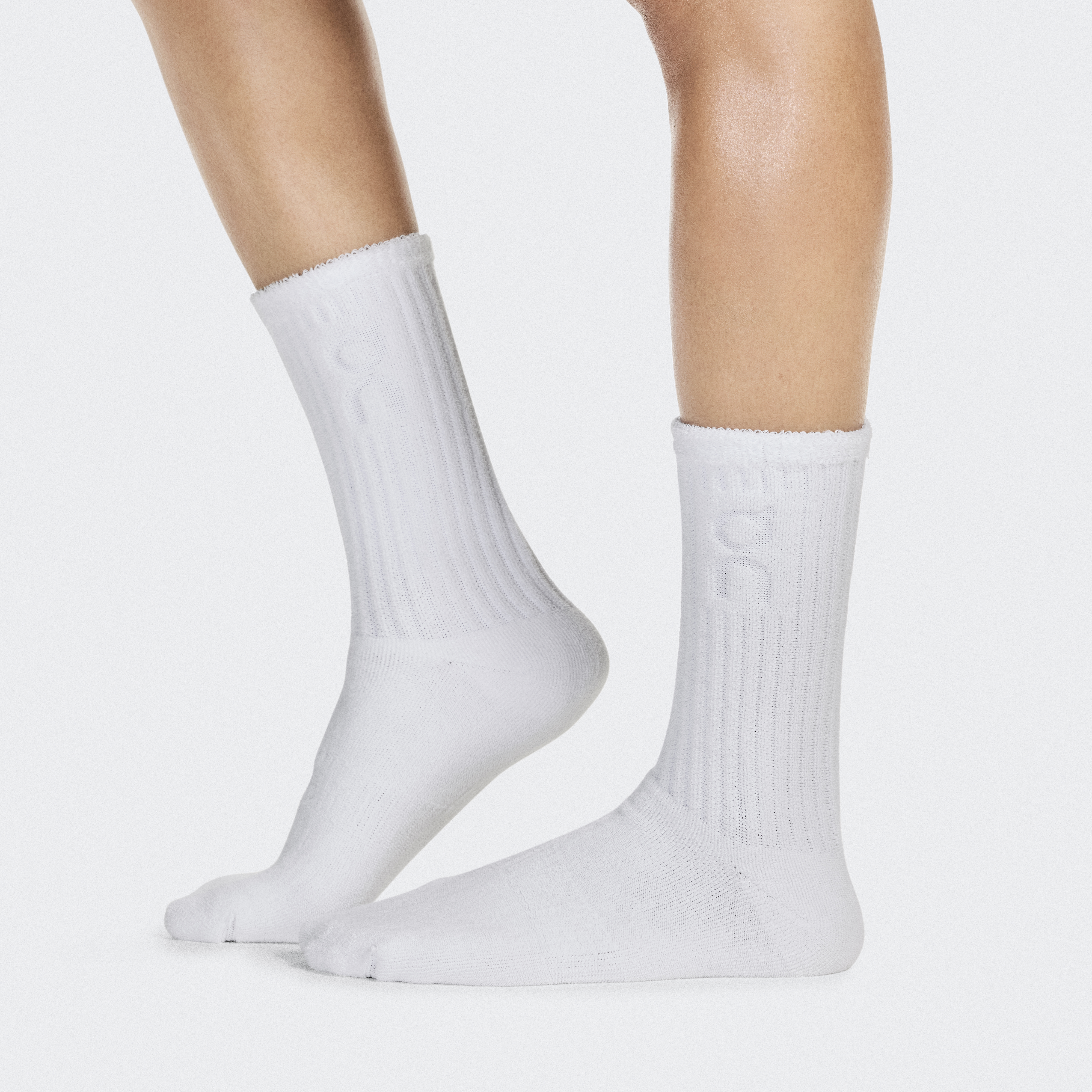 Terry Sock High in White