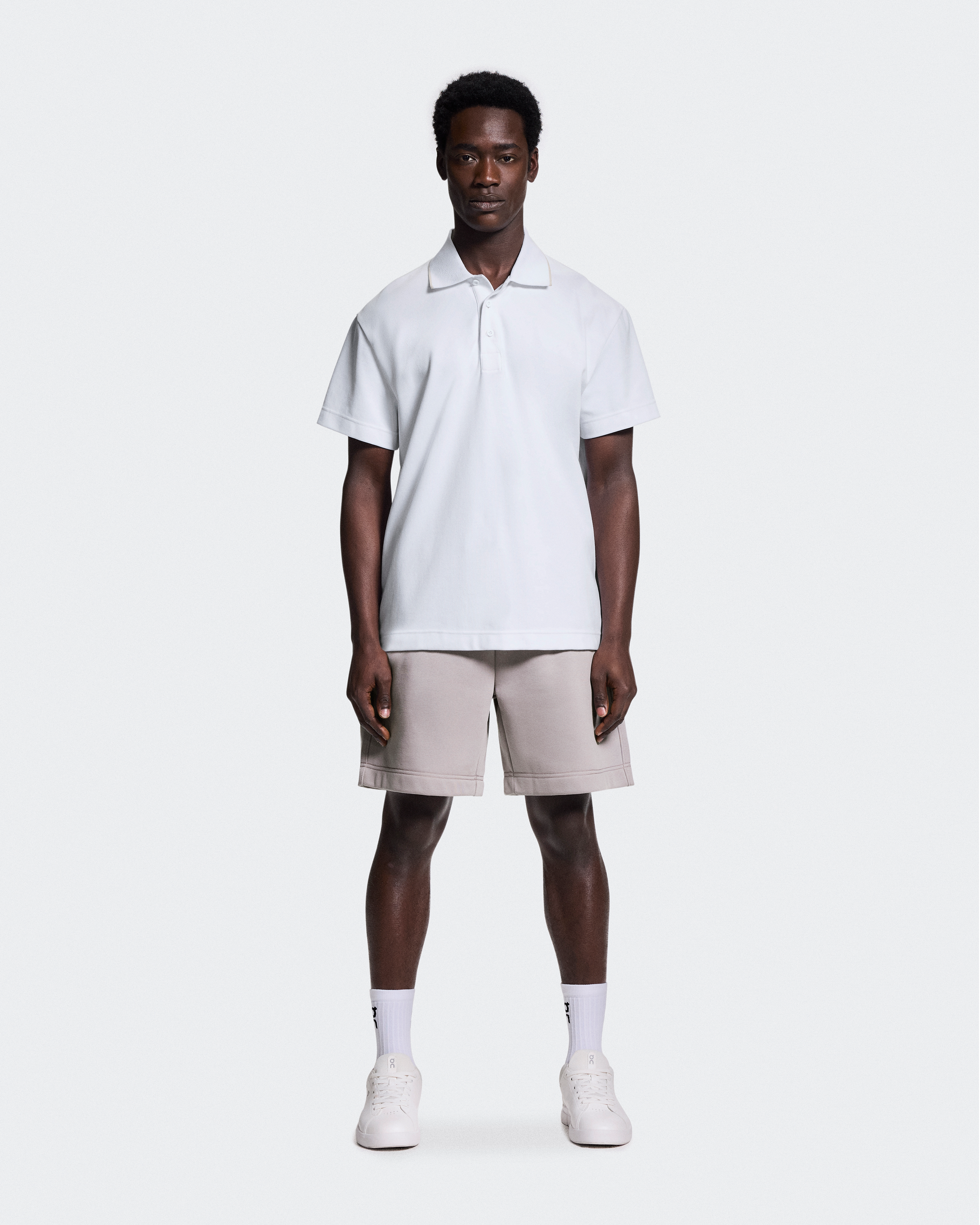 Courtside PoloMen / White | Sand / L