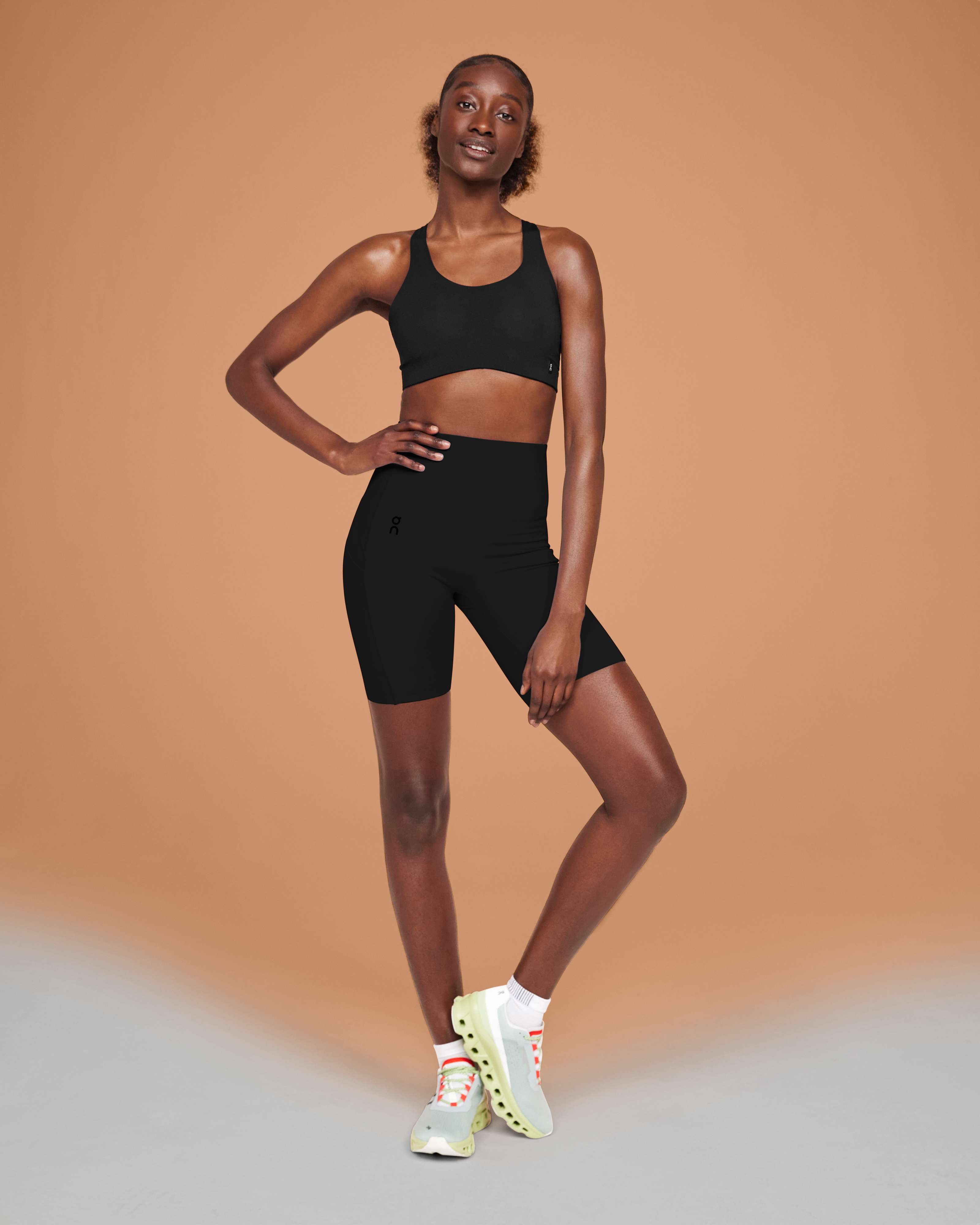 Woman Black Sportswear Leggings Shorts Top Stock Photo 1435246076